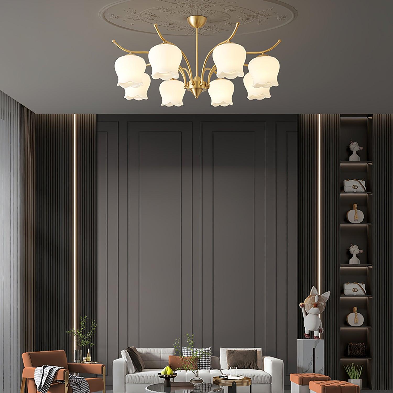 Tulip Brass Chandelier - Cueteks