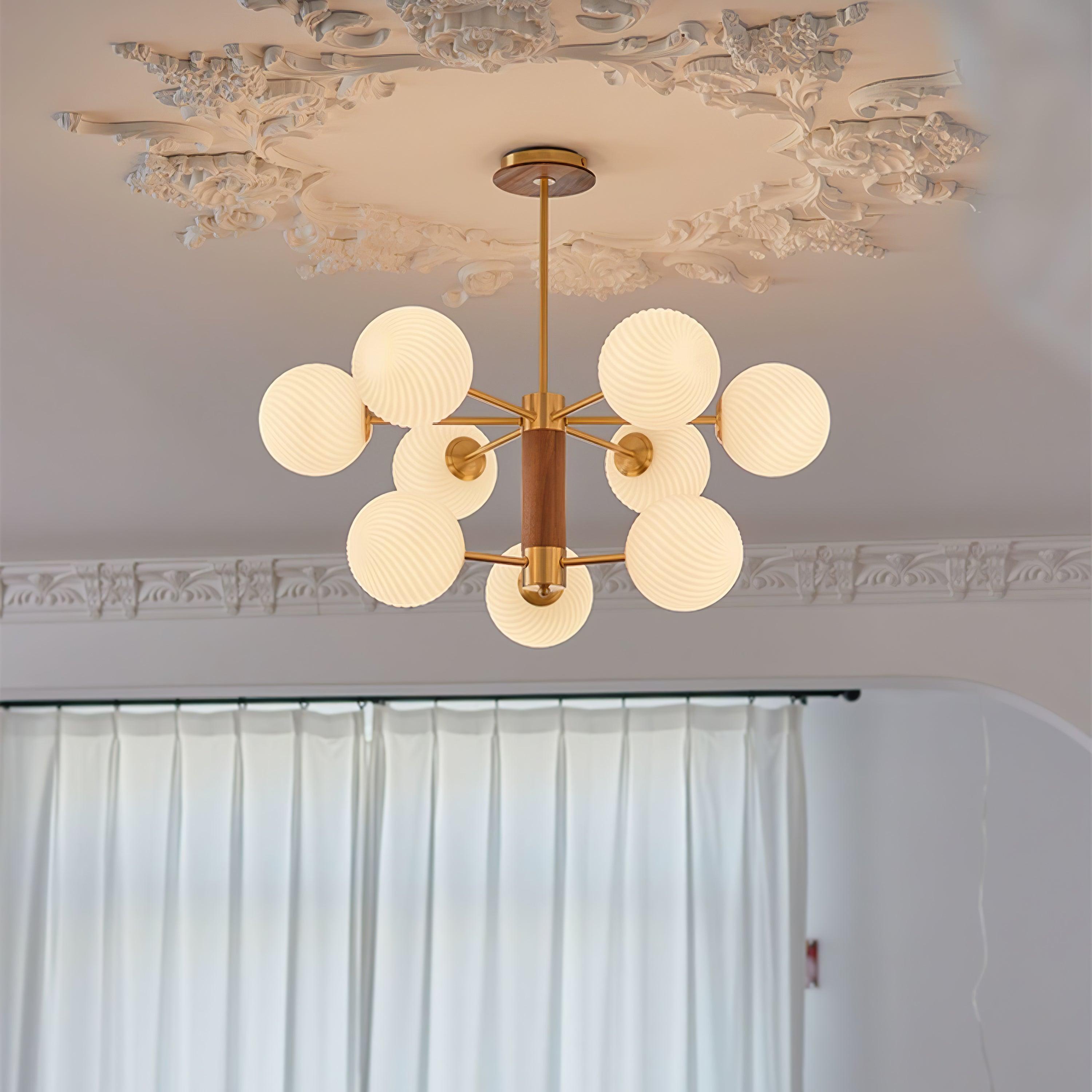 Ribbed Babble Glass Chandelier - Cueteks