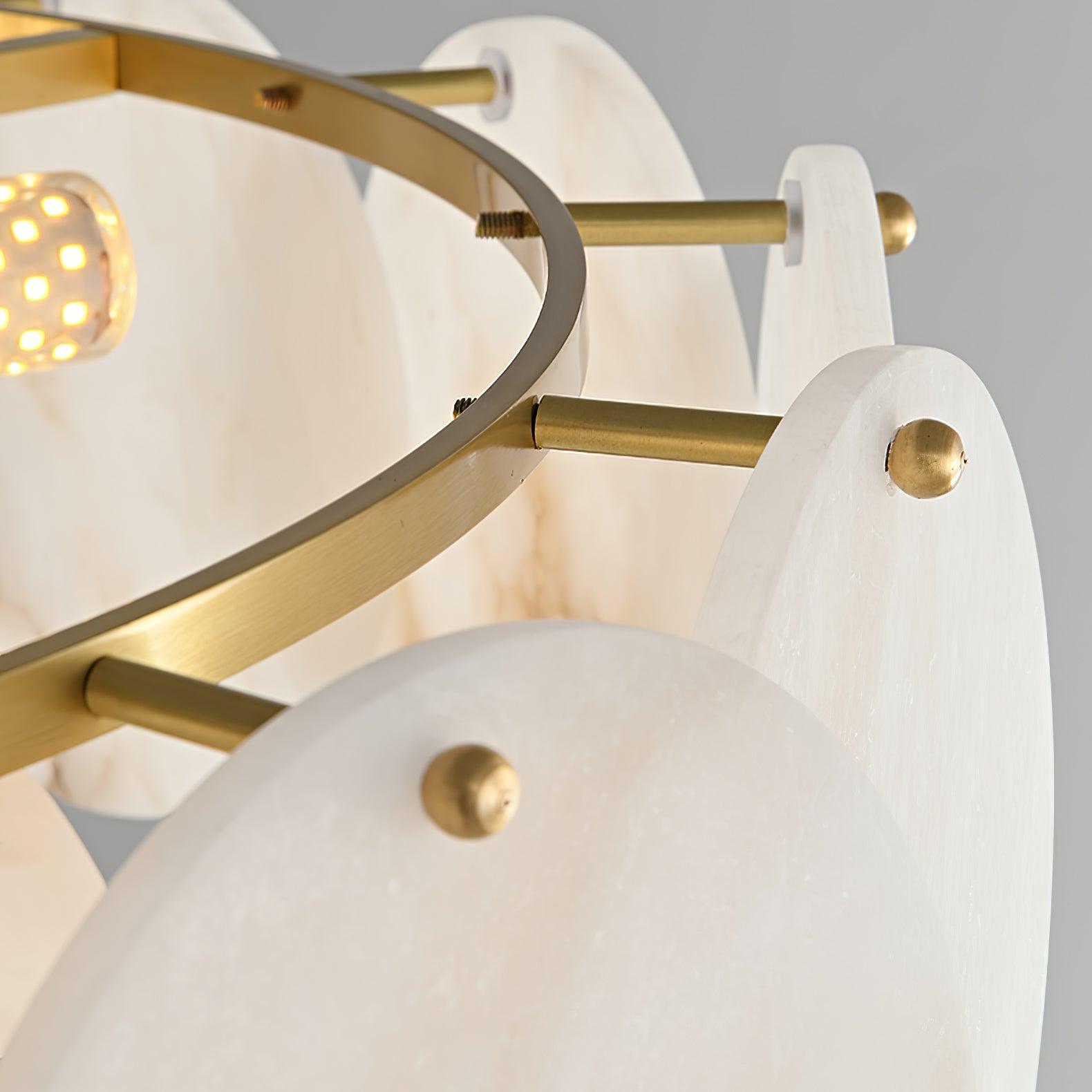 Alabaster Shell Brass Chandelier - Cueteks