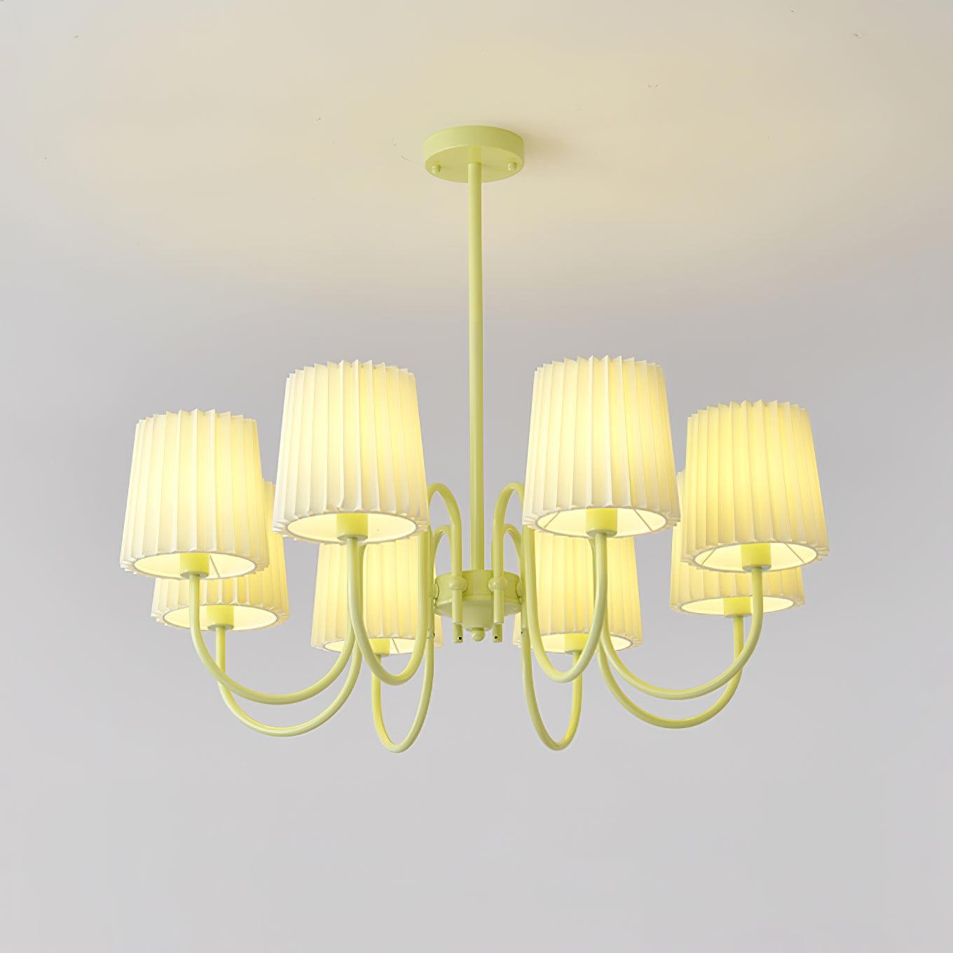 Pleated Fabric Matcha Chandelier - Cueteks