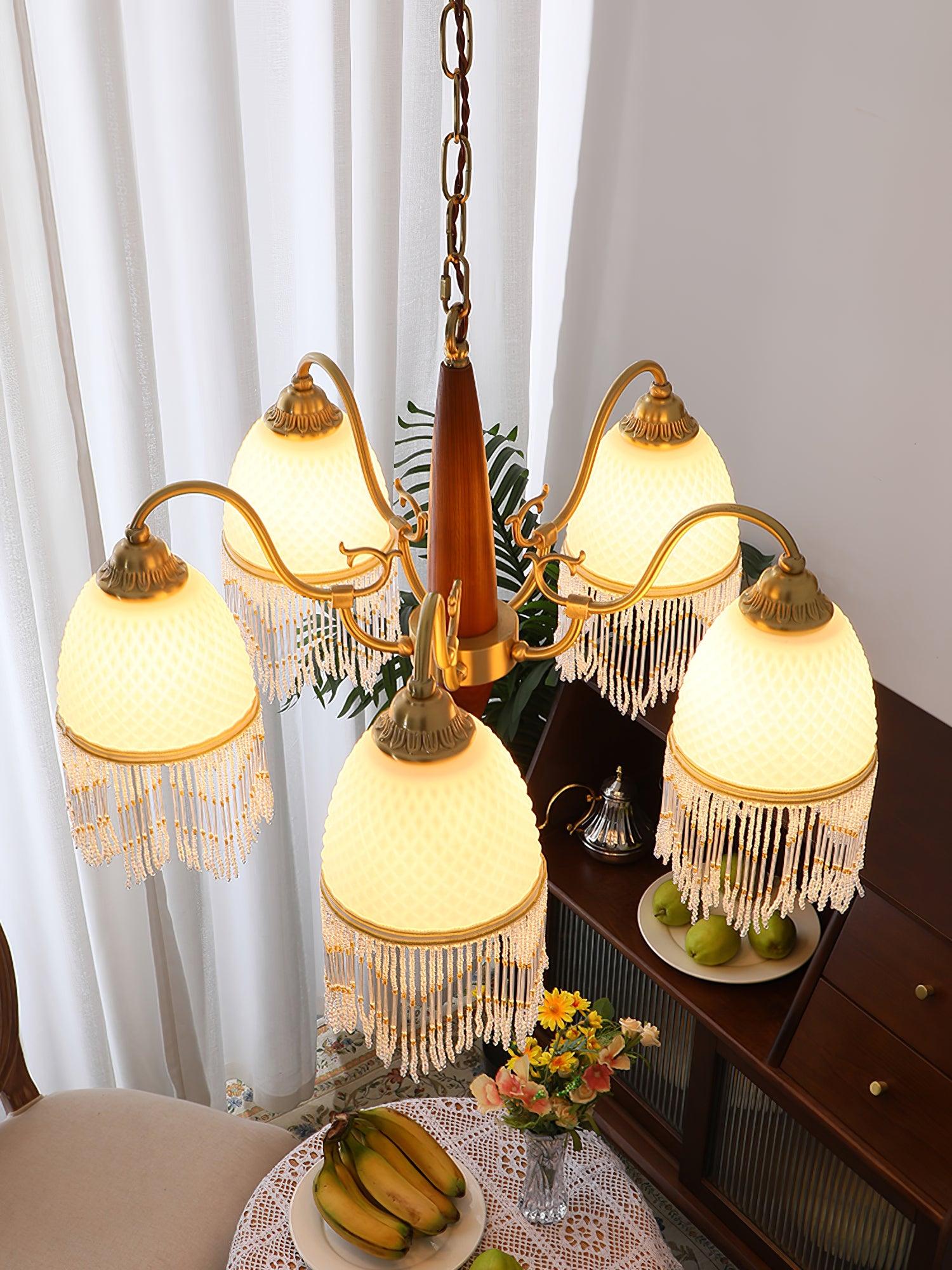 Mesh Tassel Glass Chandelier - Cueteks