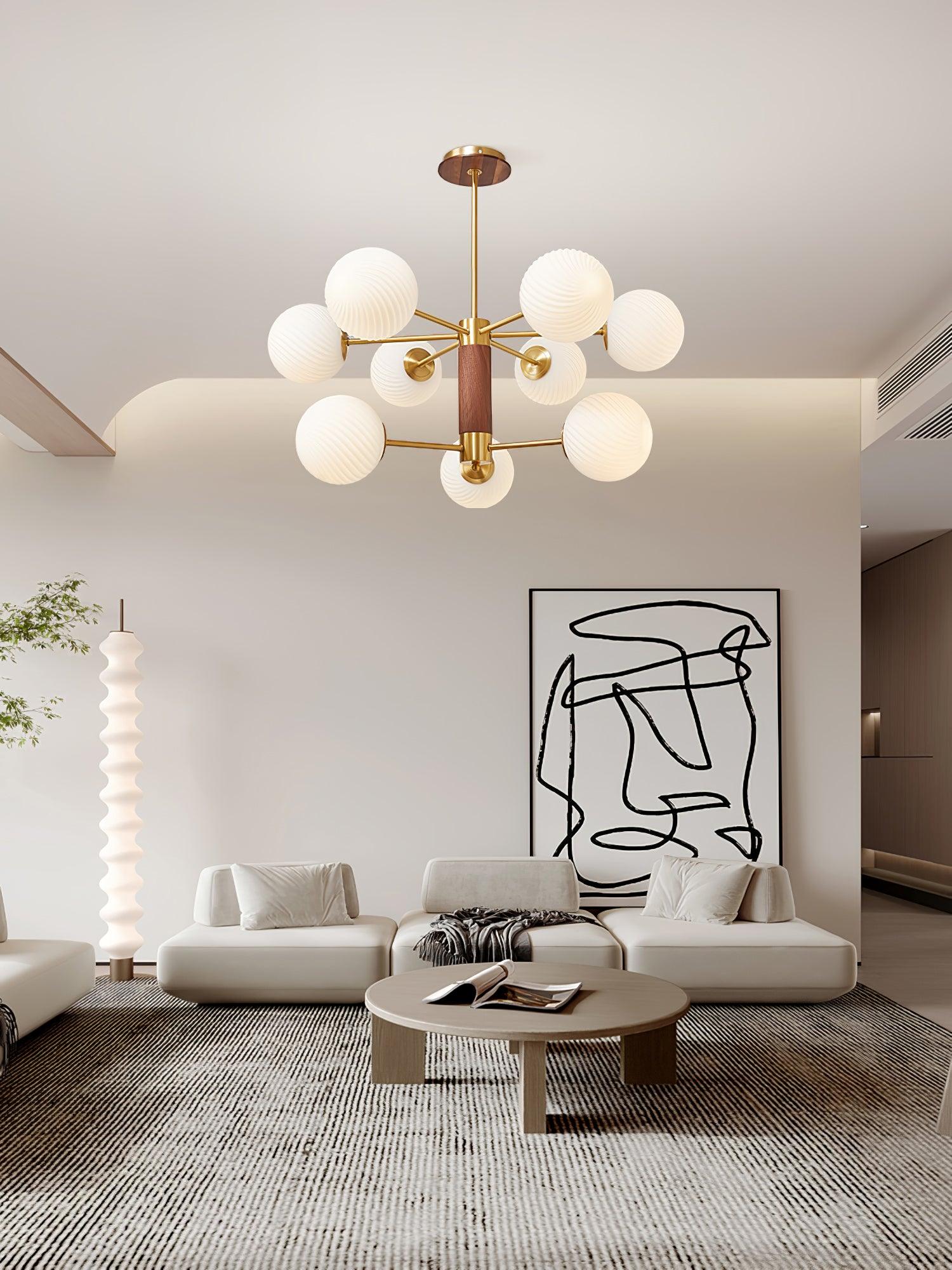 Ribbed Babble Glass Chandelier - Cueteks