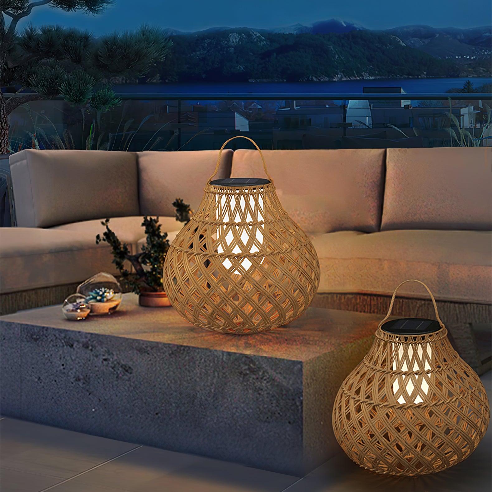 Woven Sphere Solar Lantern Outdoor Lamp - Cueteks