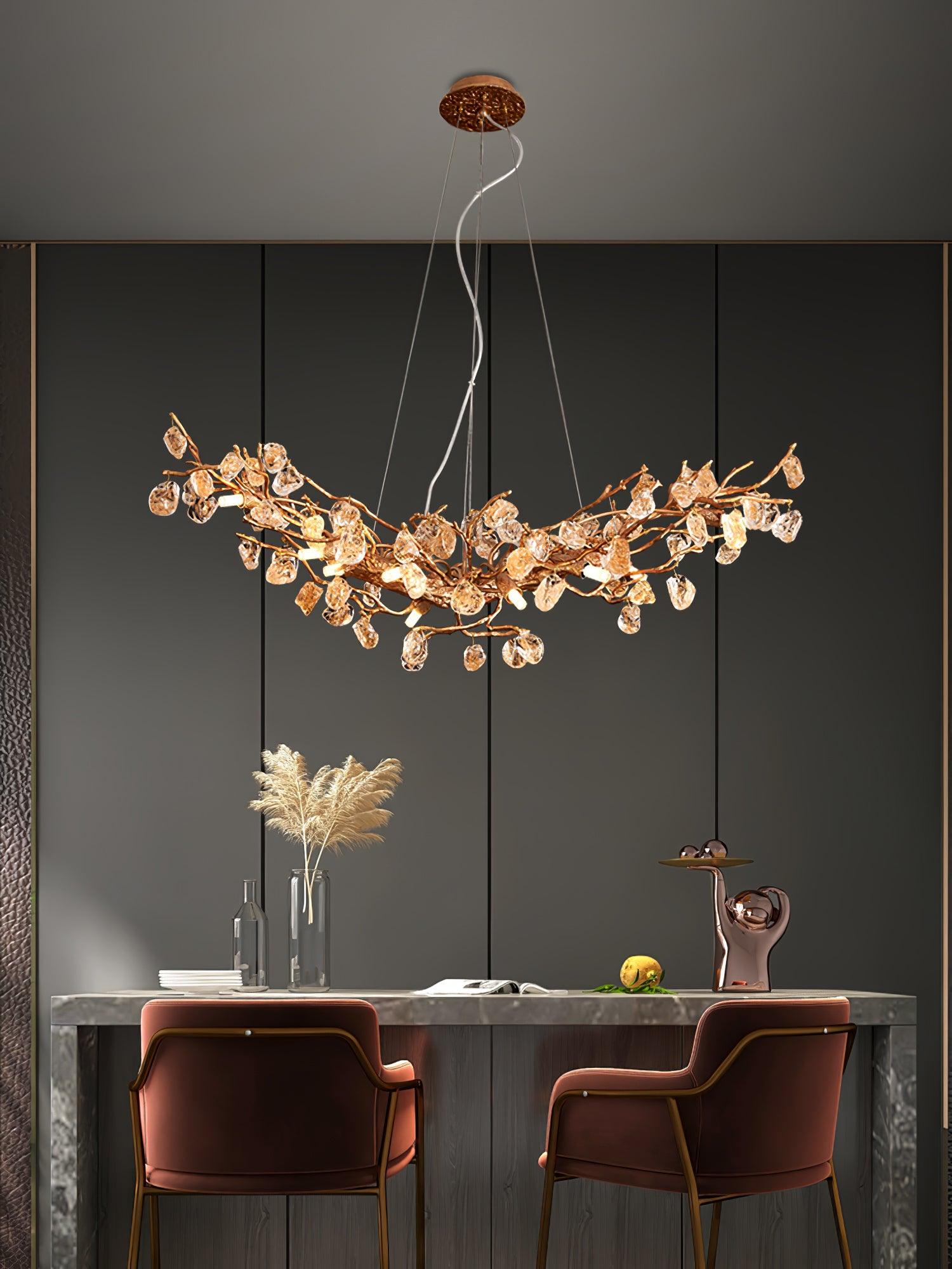 Stone Crystal Brass Chandelier - Cueteks