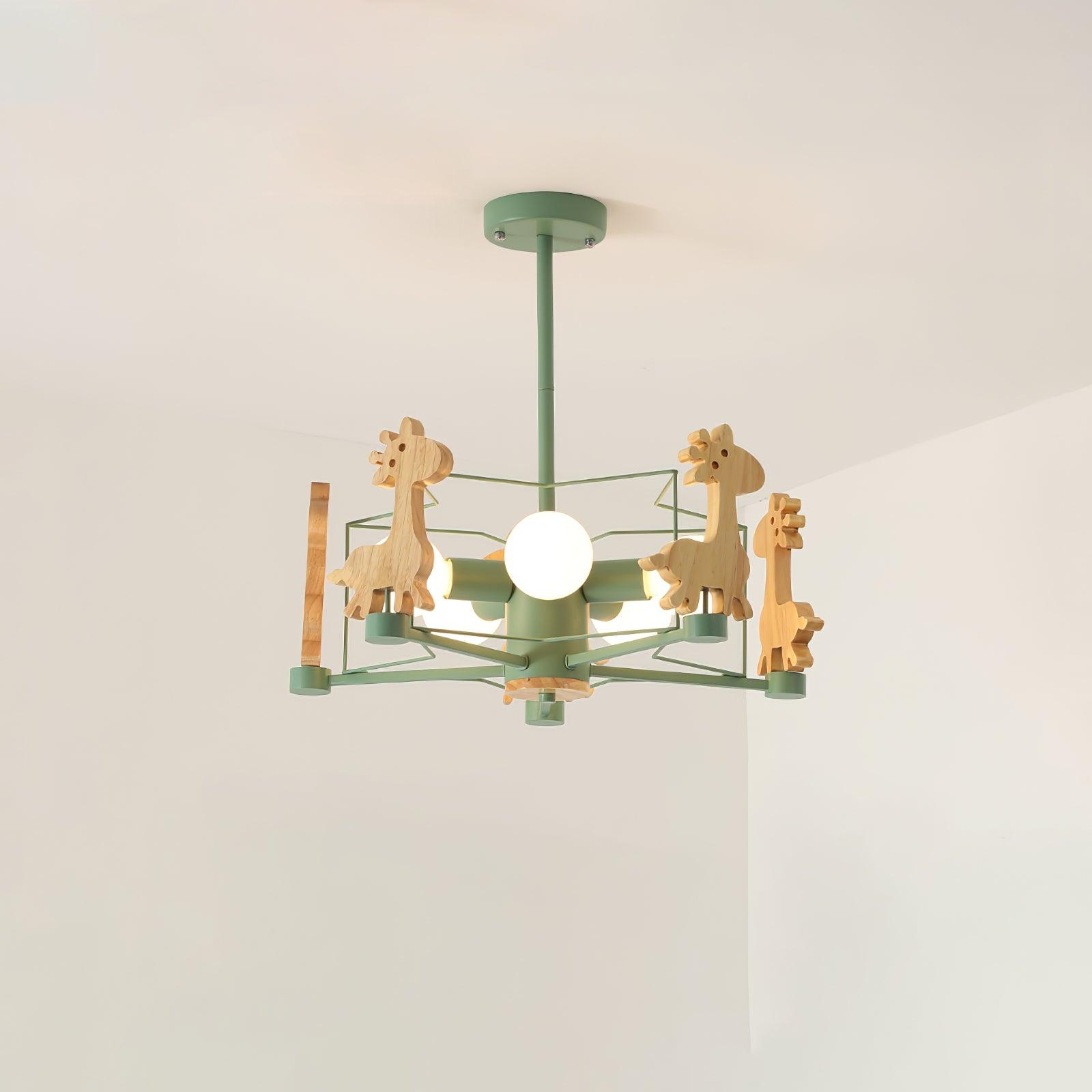 Lovely Deer Wooden Chandelier - Cueteks