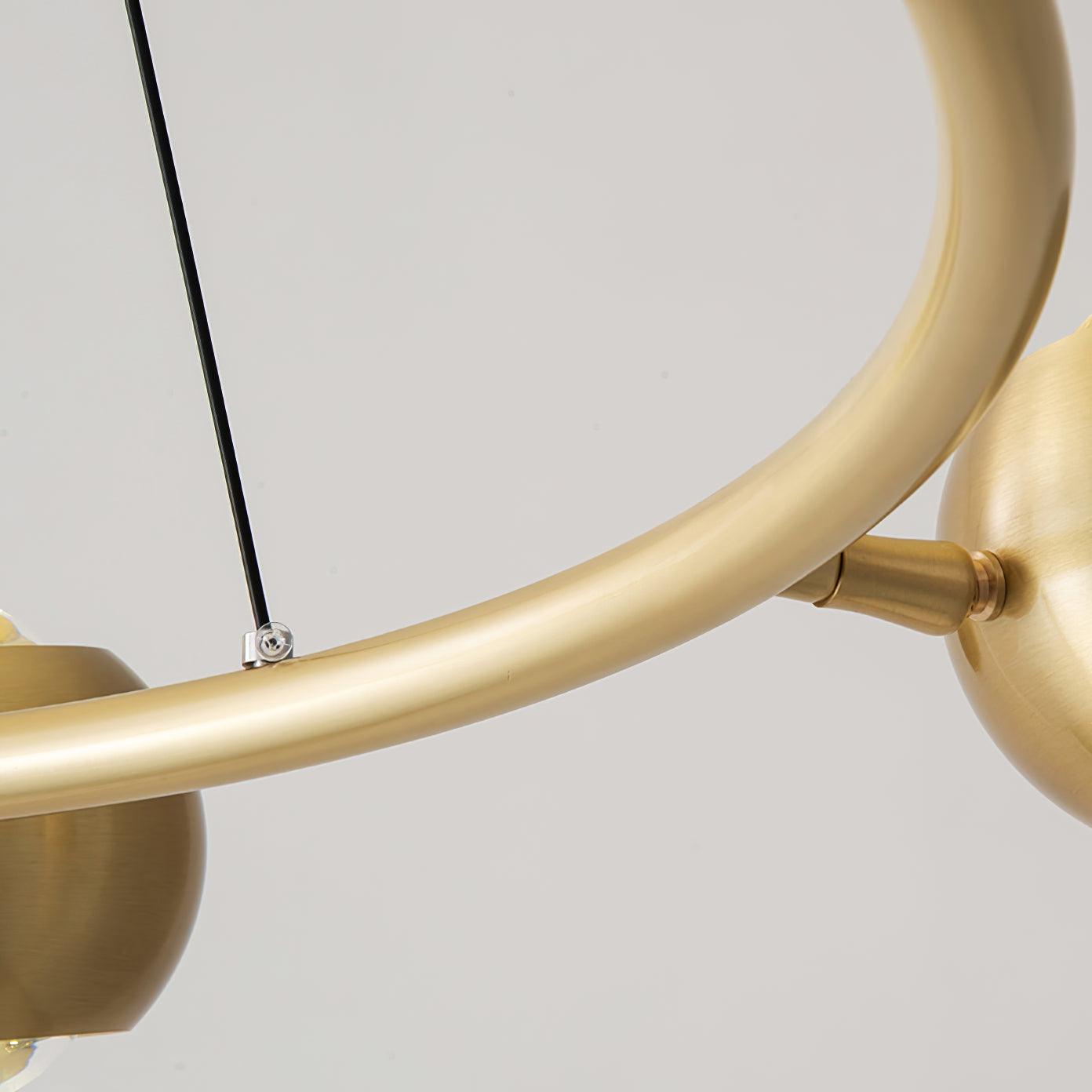 Detail of the brass ring rail and head connection