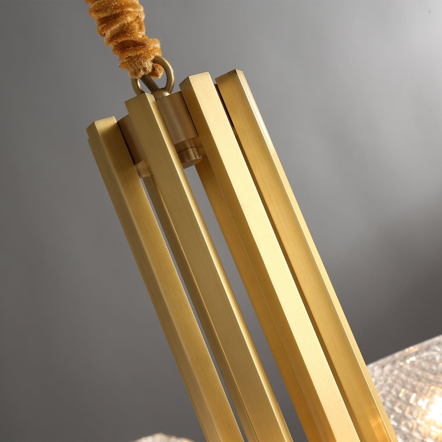 Ribbed Glass Brass Chandelier - Cueteks