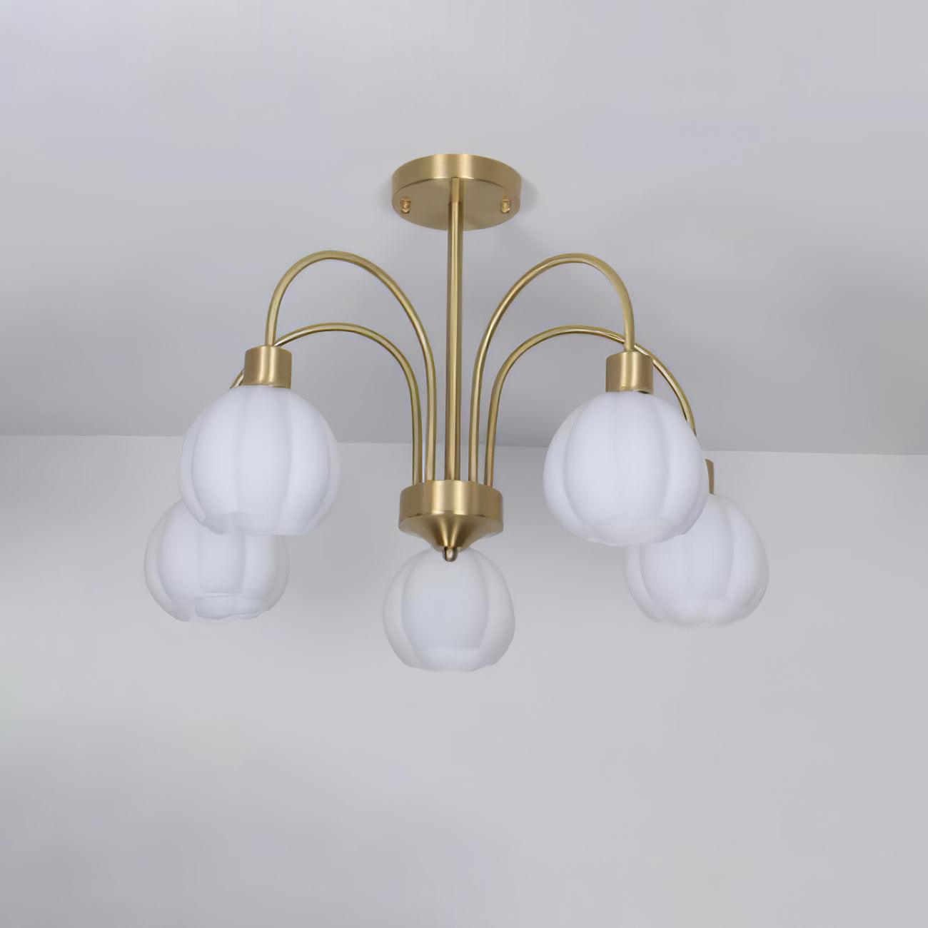 Glass Pumpkin Gold Chandelier - Cueteks