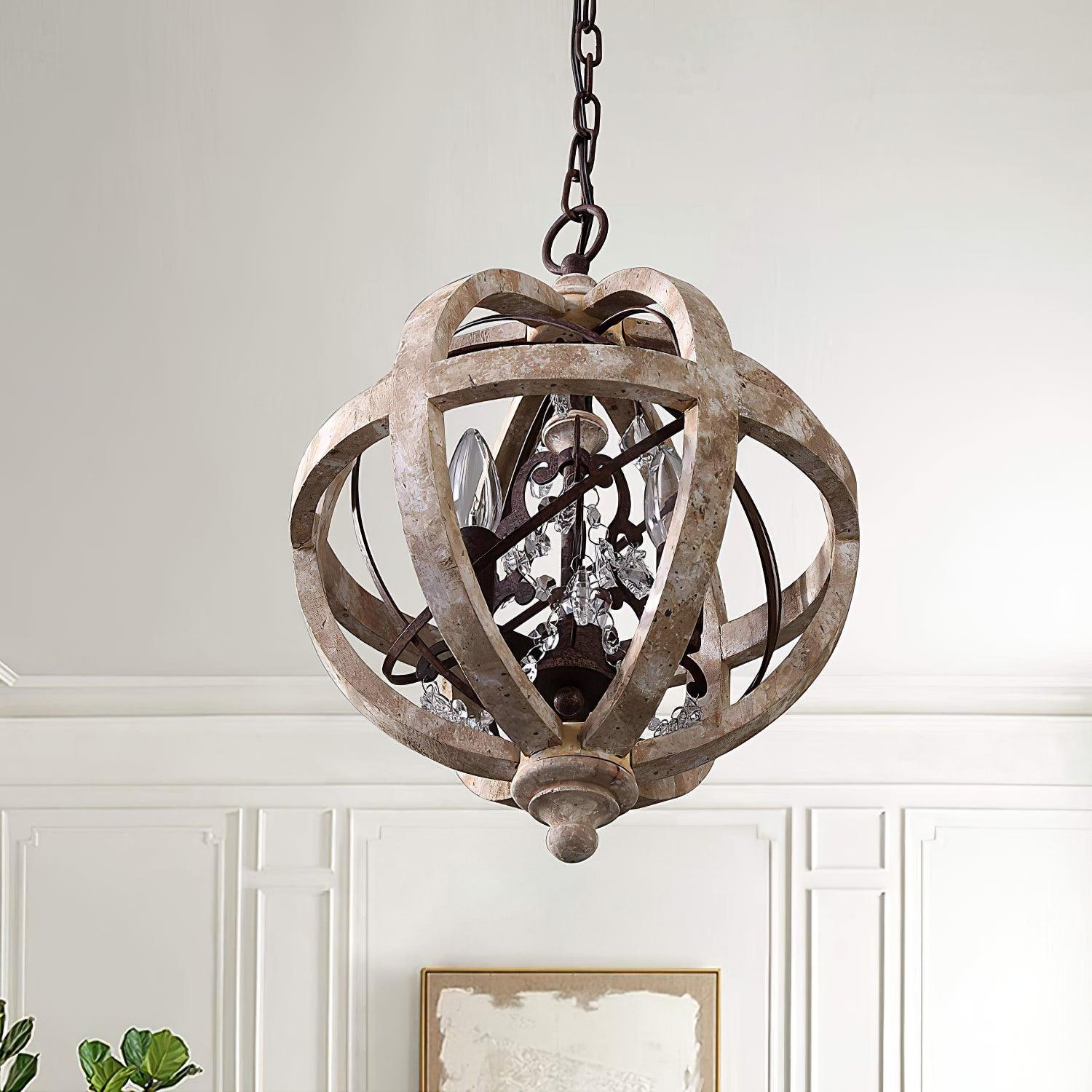 Retro Globe Weathered Chandelier - Cueteks