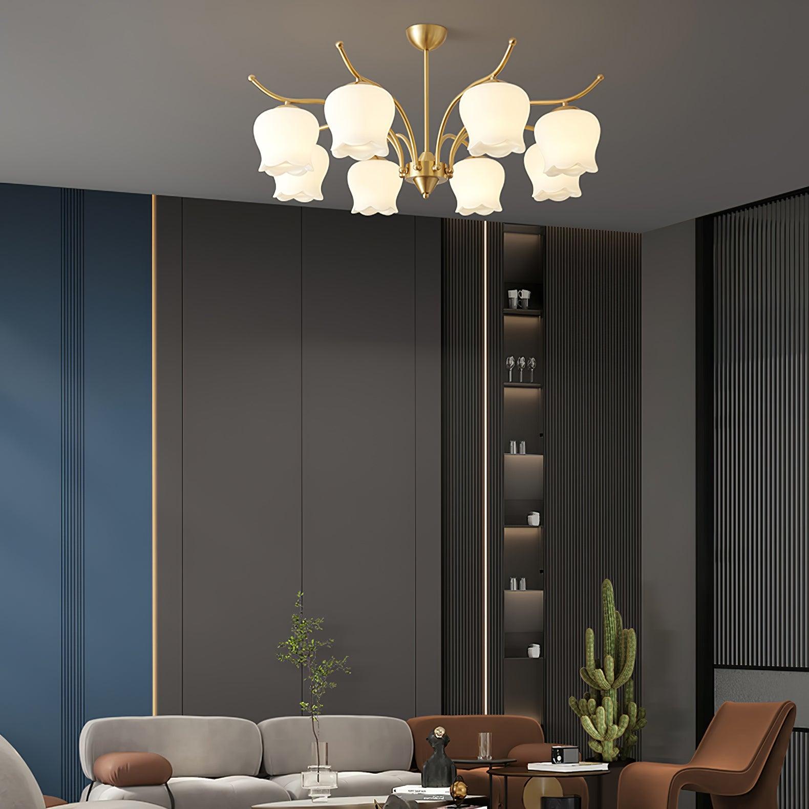 Tulip Brass Chandelier - Cueteks