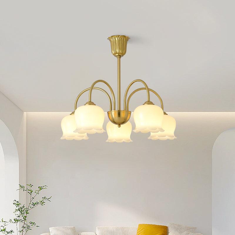 Orchids Brass Chandelier - Cueteks