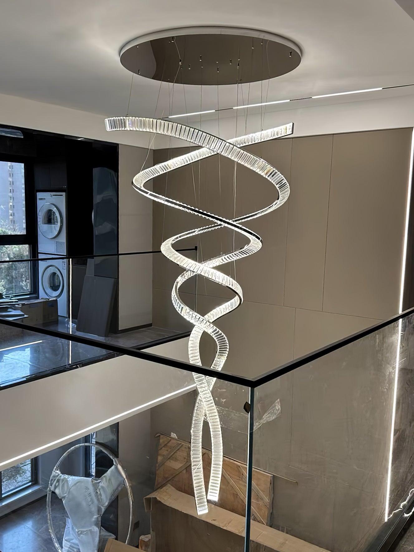 Long Spiral Crystal Chandelier - Cueteks