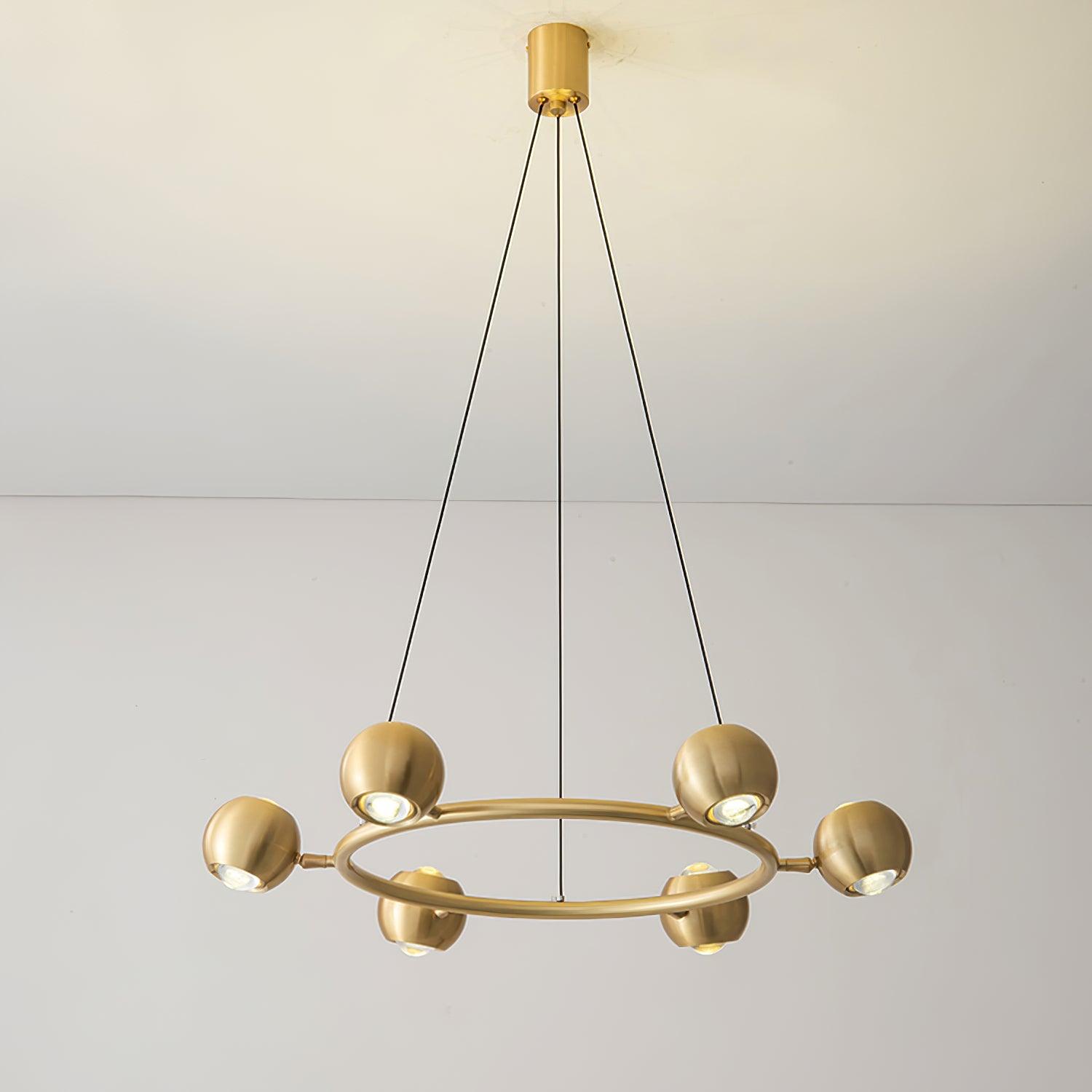 Six-head ring chandelier with full suspension visible