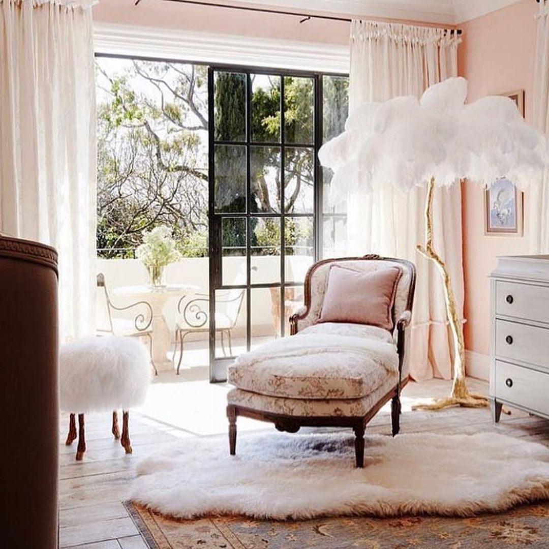 Ostrich Feather Brass Floor Lamp - Cueteks