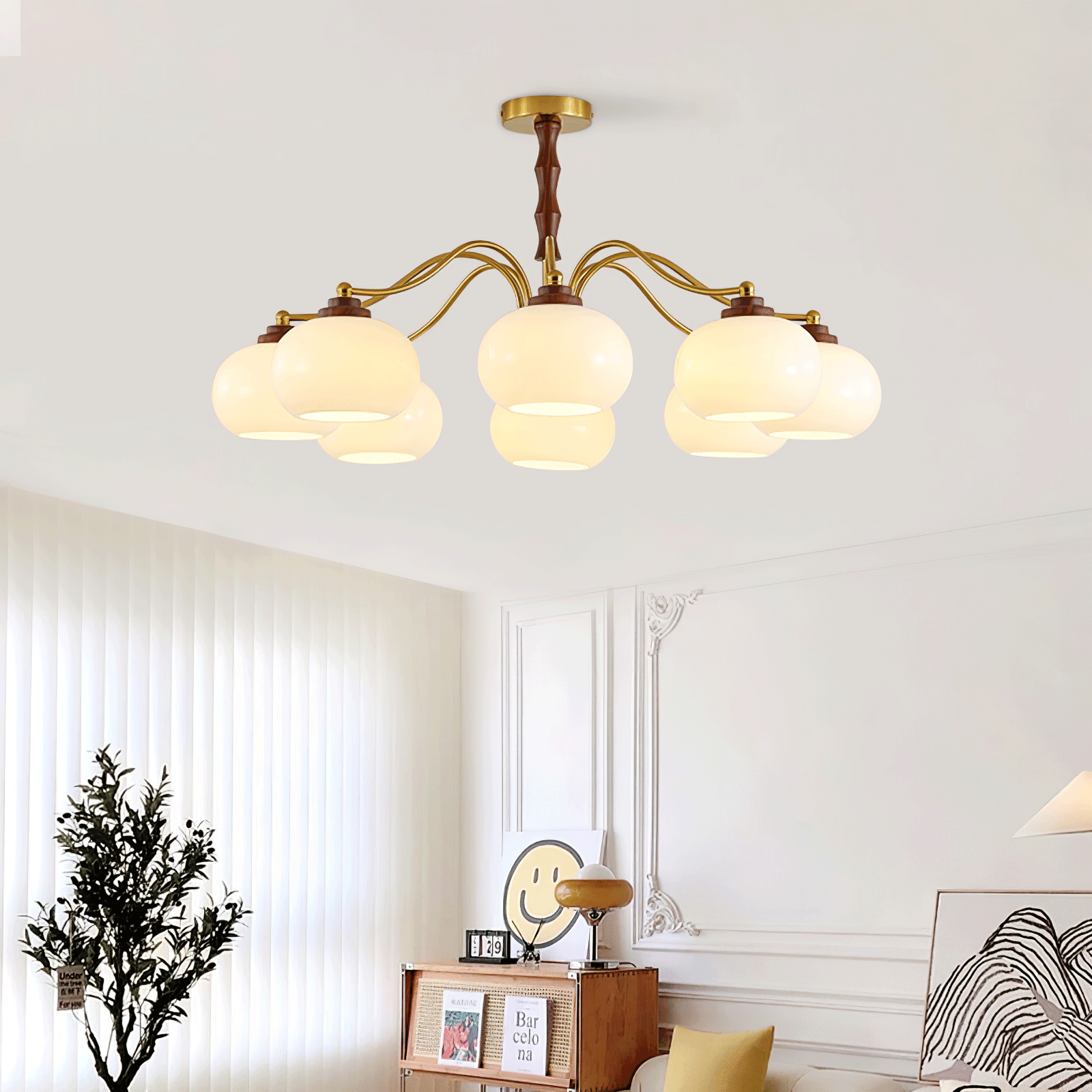 Persimmon Glass Globe Chandelier - Cueteks