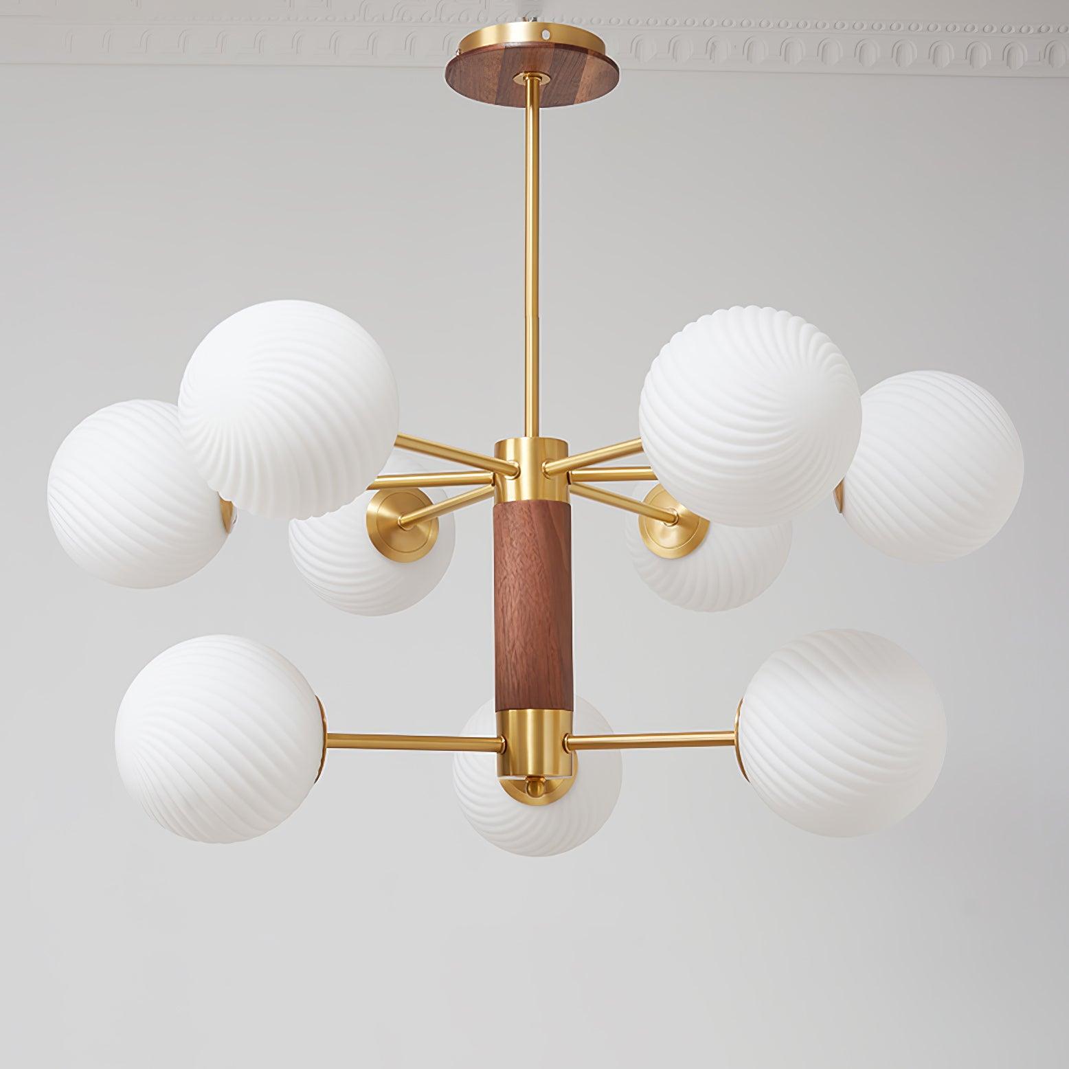 Ribbed Babble Glass Chandelier - Cueteks