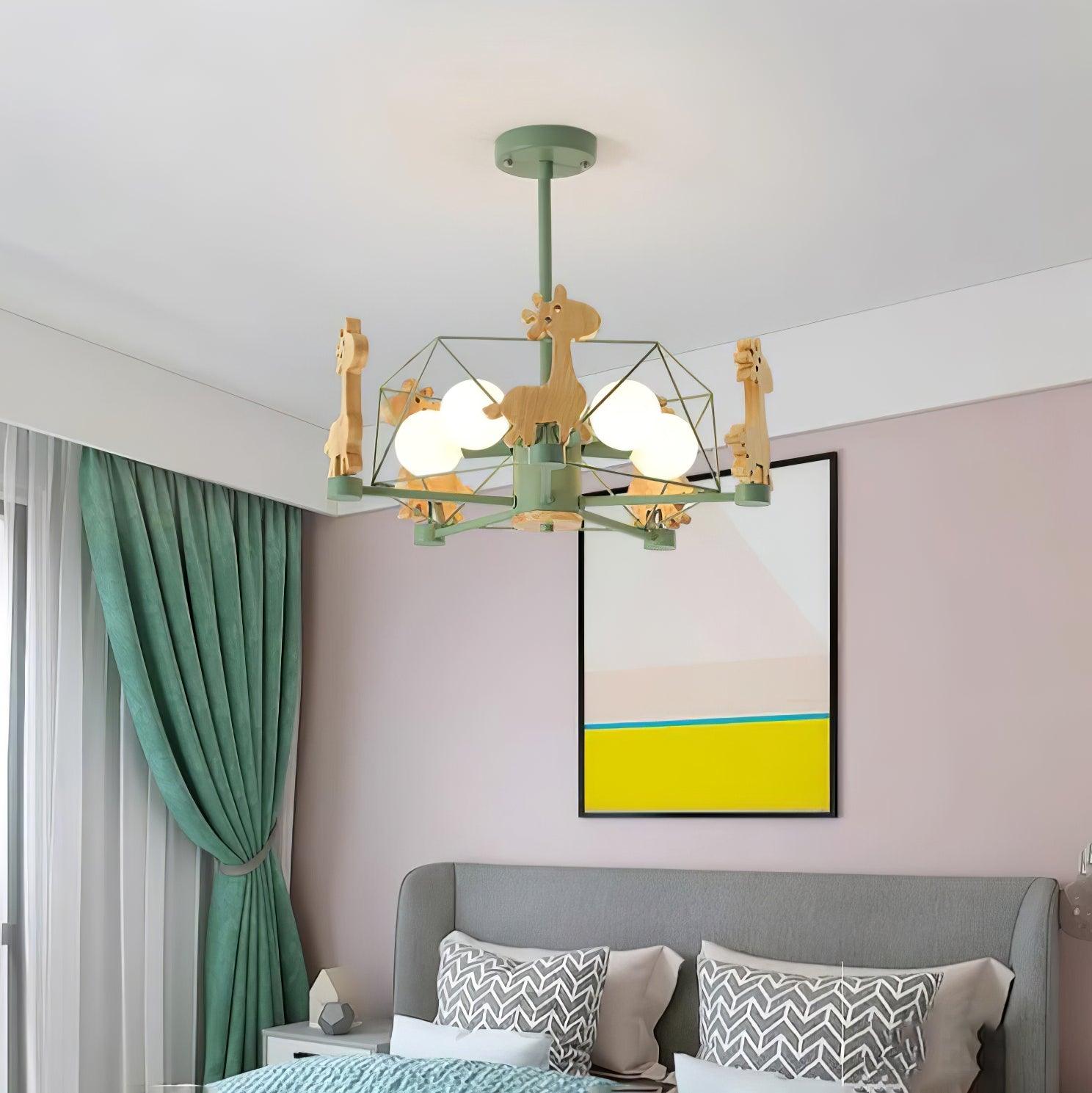 Lovely Deer Wooden Chandelier - Cueteks
