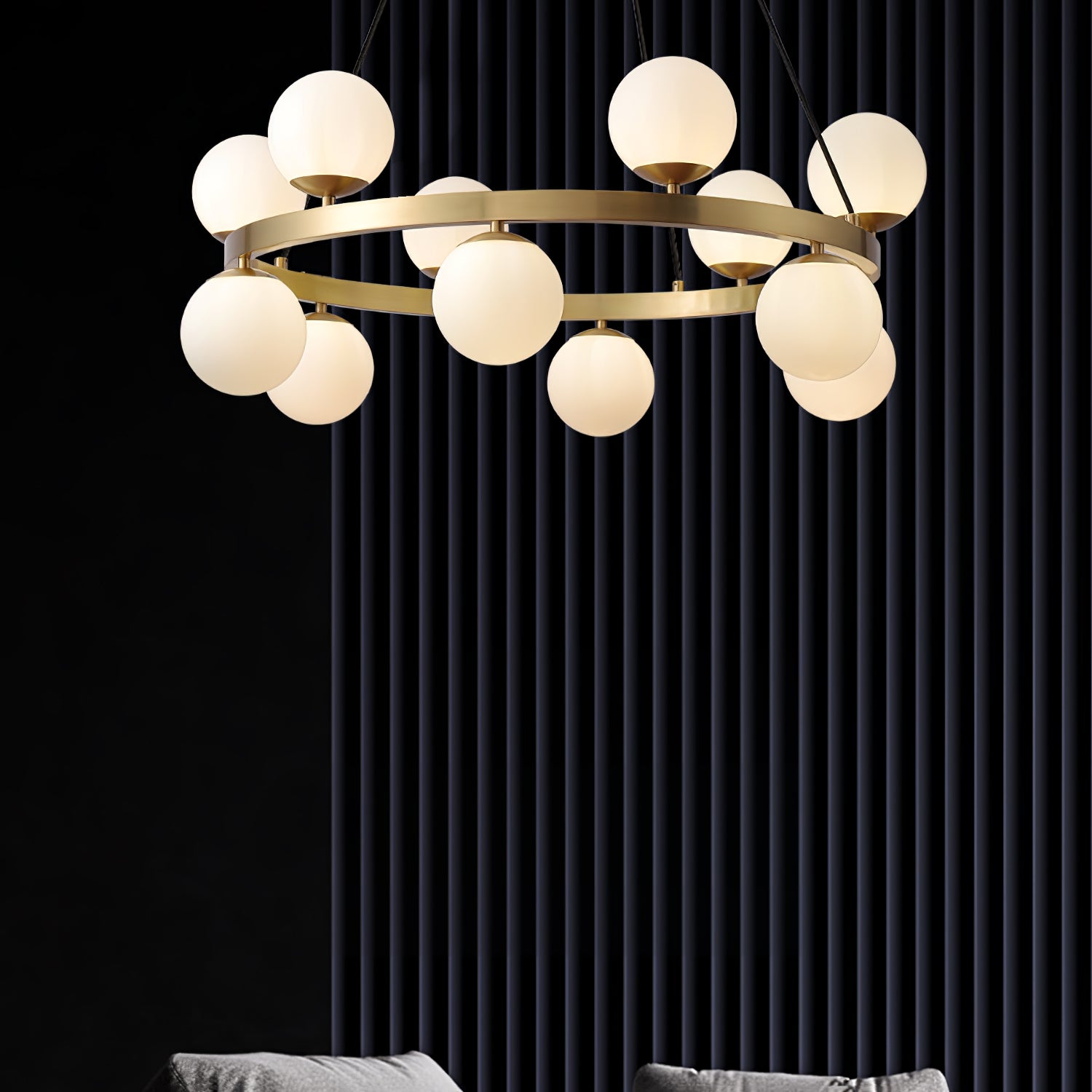 Bubbles Brass Ring Chandelier - Cueteks