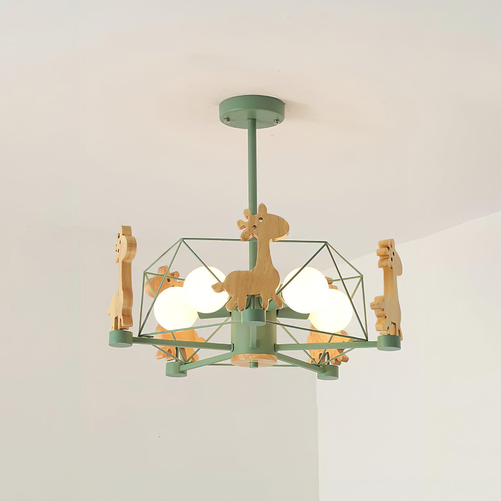 Lovely Deer Wooden Chandelier - Cueteks