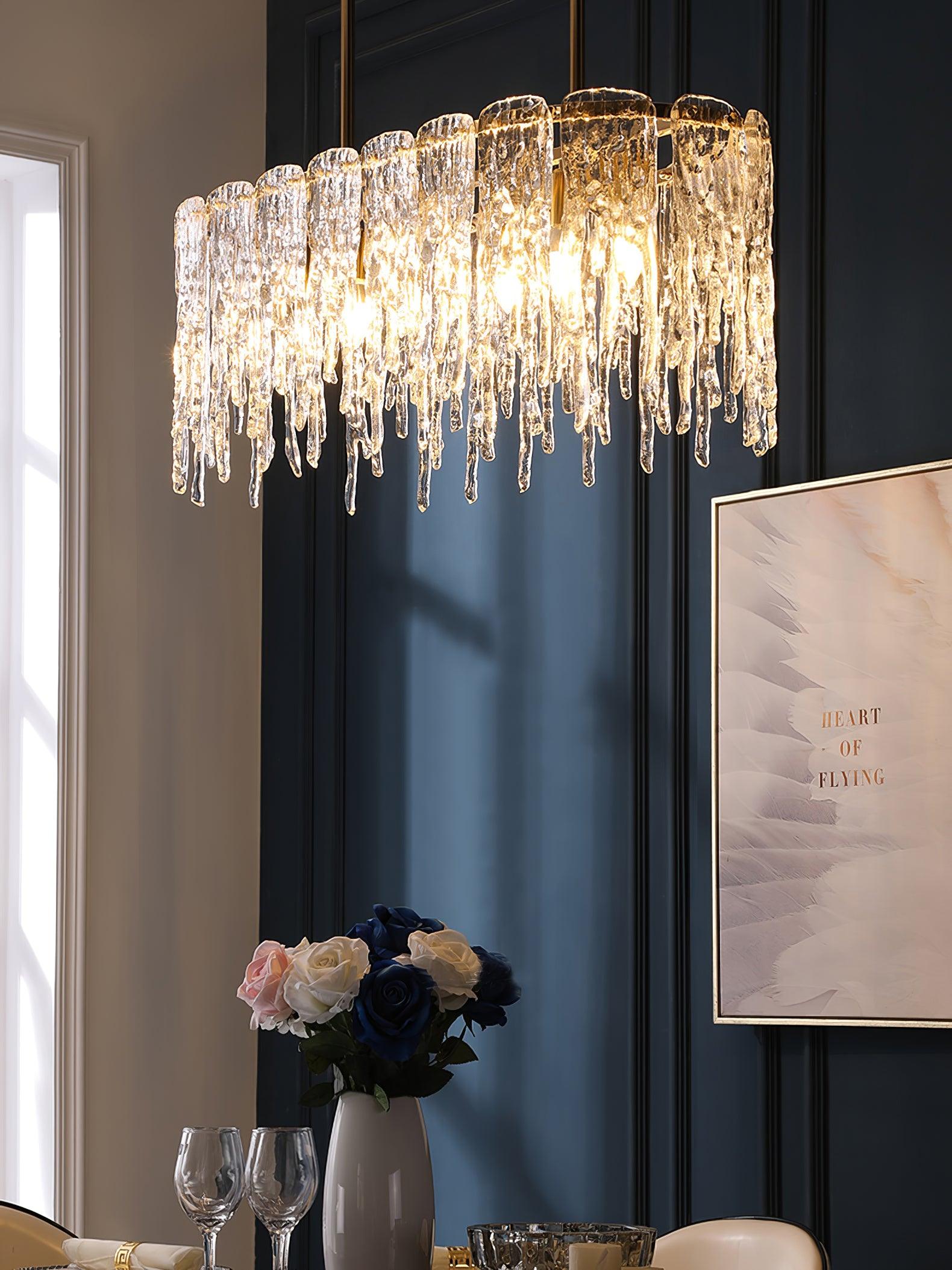Rectangular Icicle Glass Chandelier - Cueteks