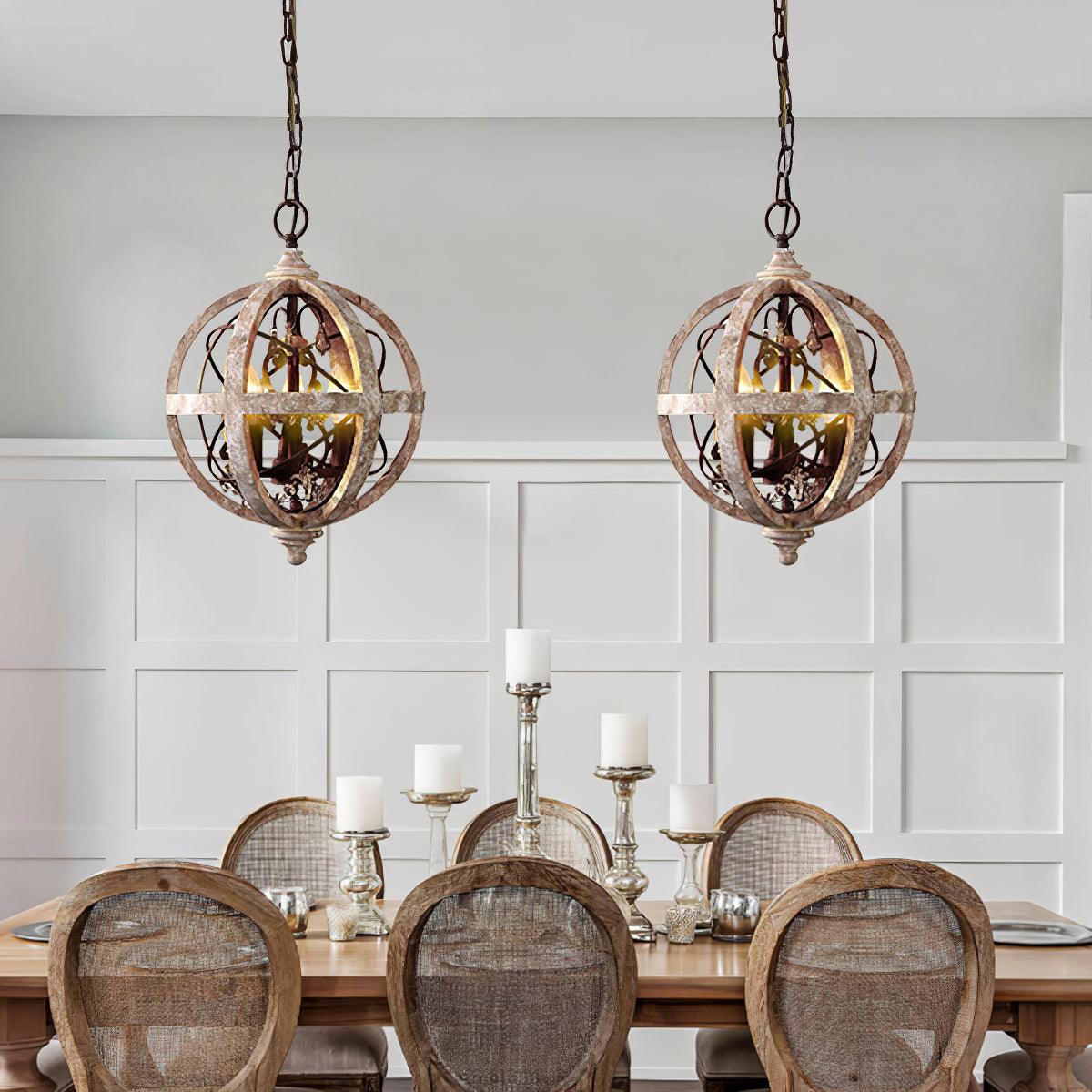 Retro Globe Weathered Chandelier - Cueteks
