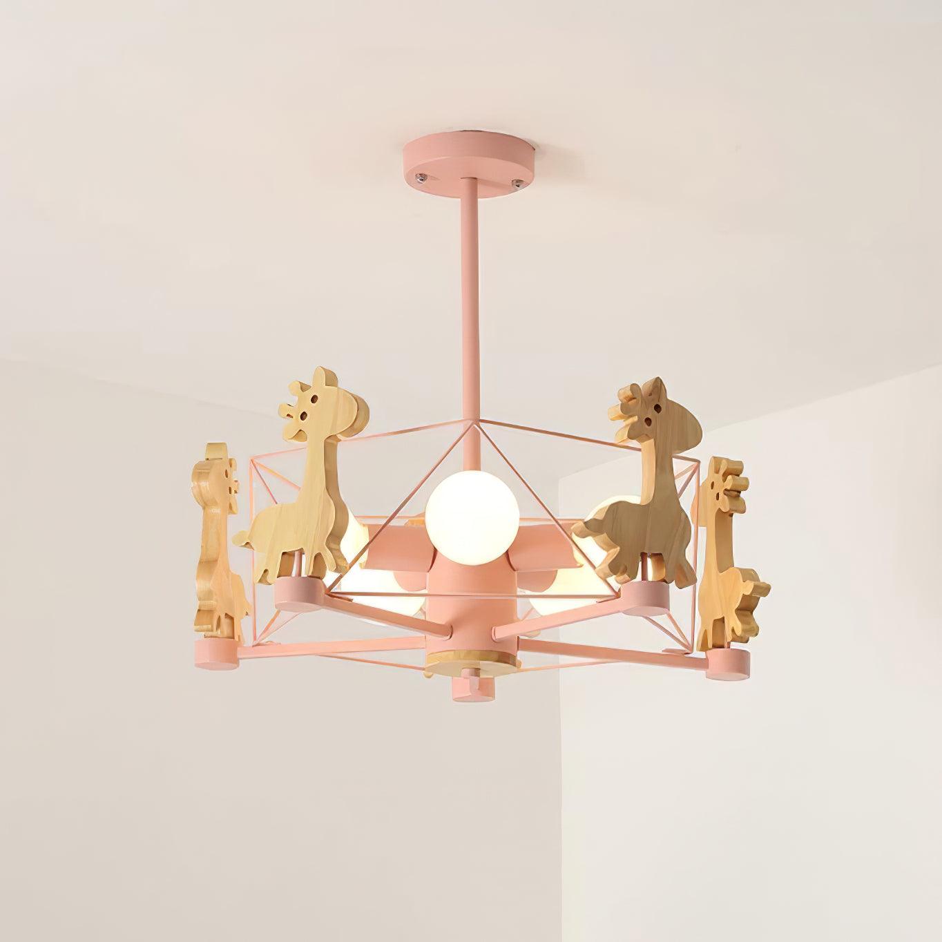 Lovely Deer Wooden Chandelier - Cueteks
