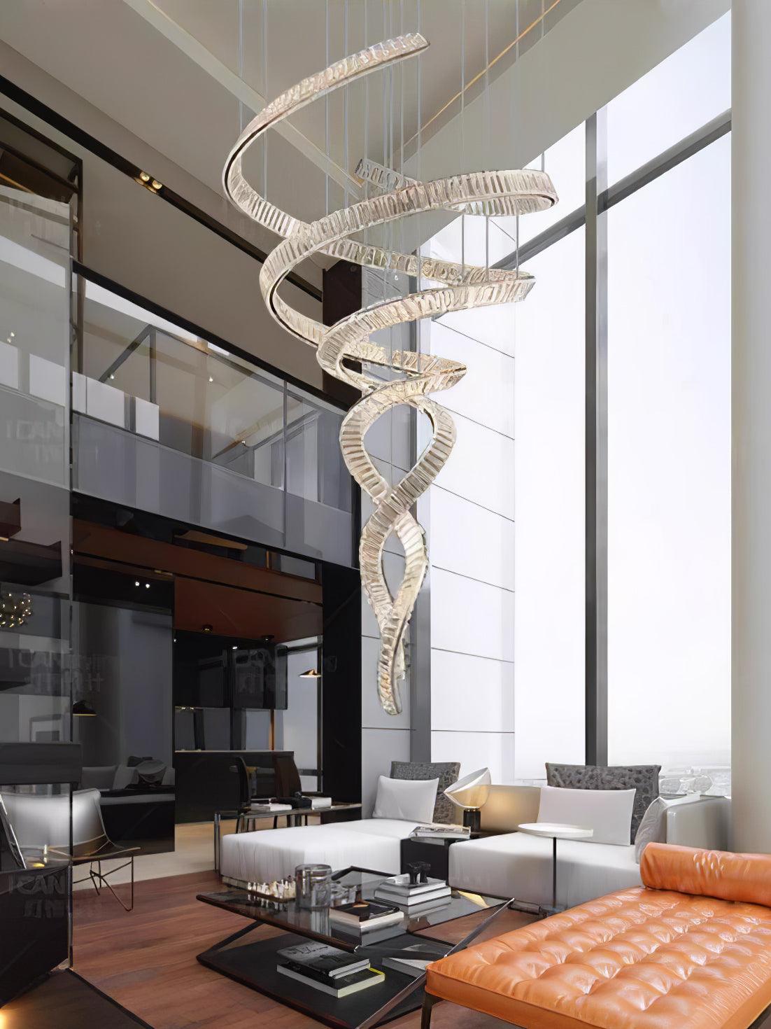 Long Spiral Crystal Chandelier - Cueteks