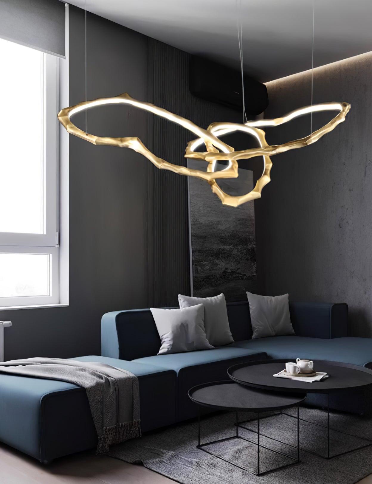 Cloud Rings Series Brass Chandelier - Cueteks