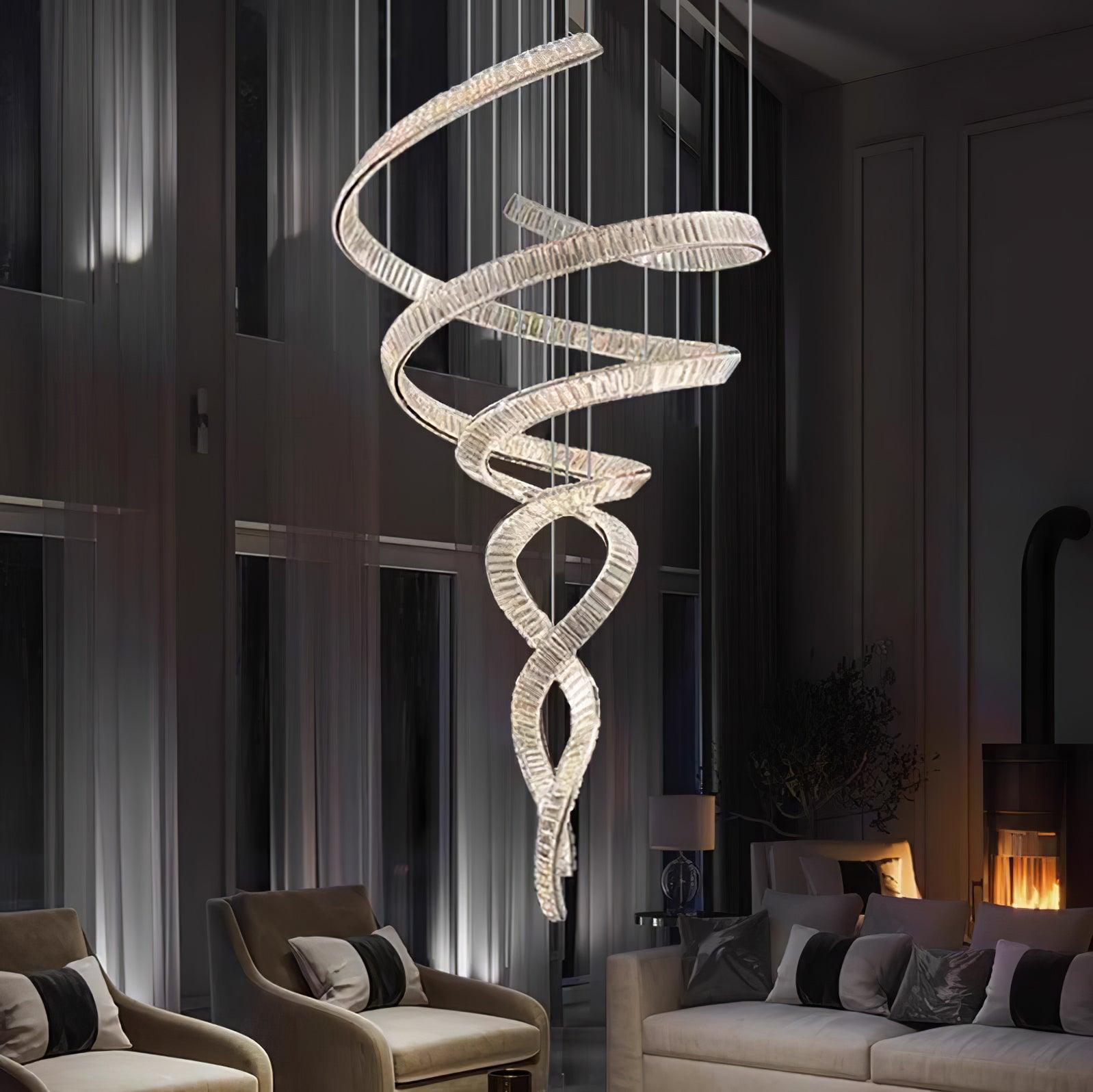 Long Spiral Crystal Chandelier - Cueteks