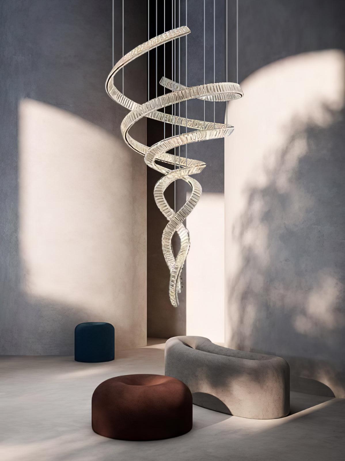 Long Spiral Crystal Chandelier - Cueteks