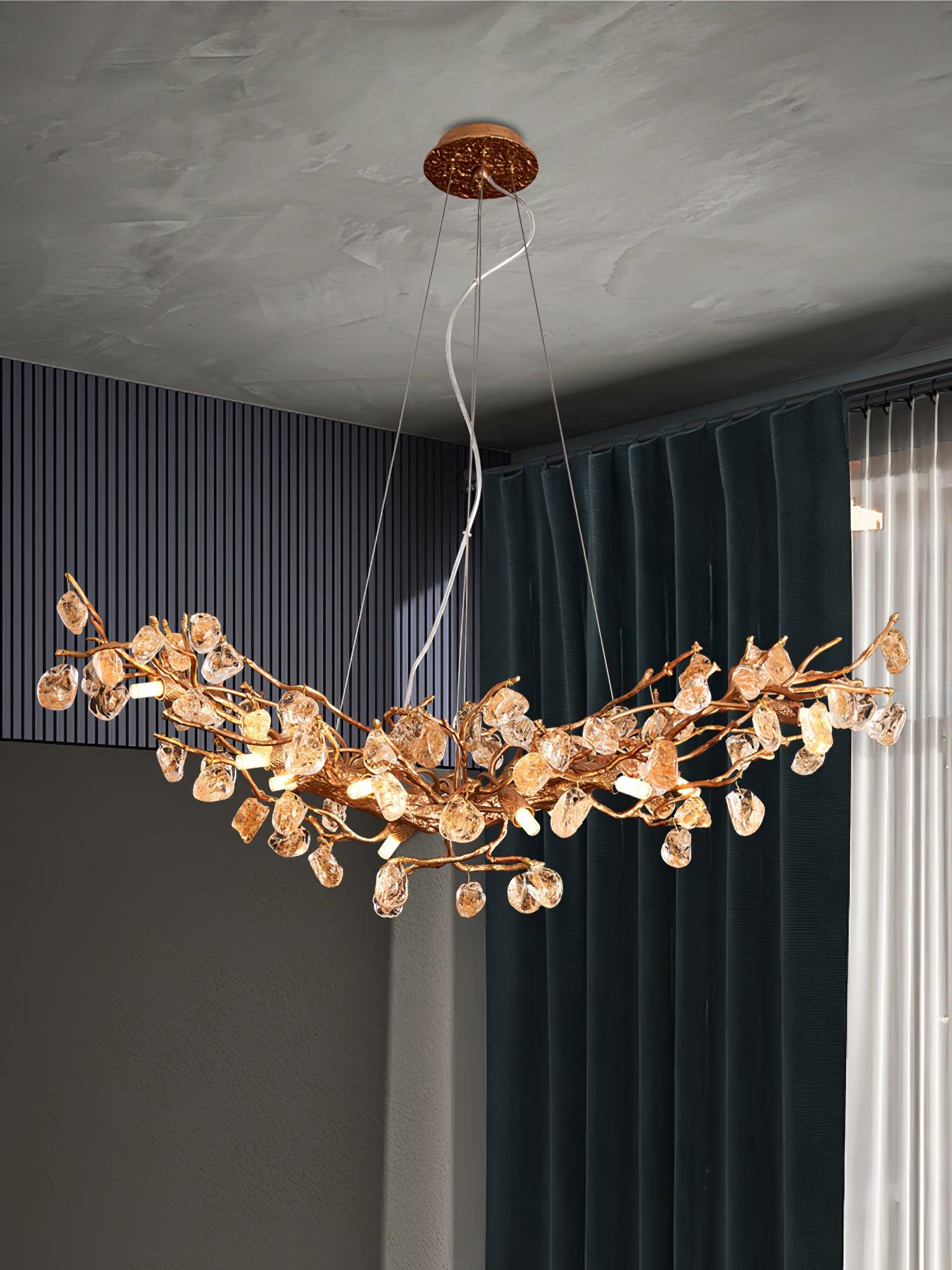 Stone Crystal Brass Chandelier - Cueteks