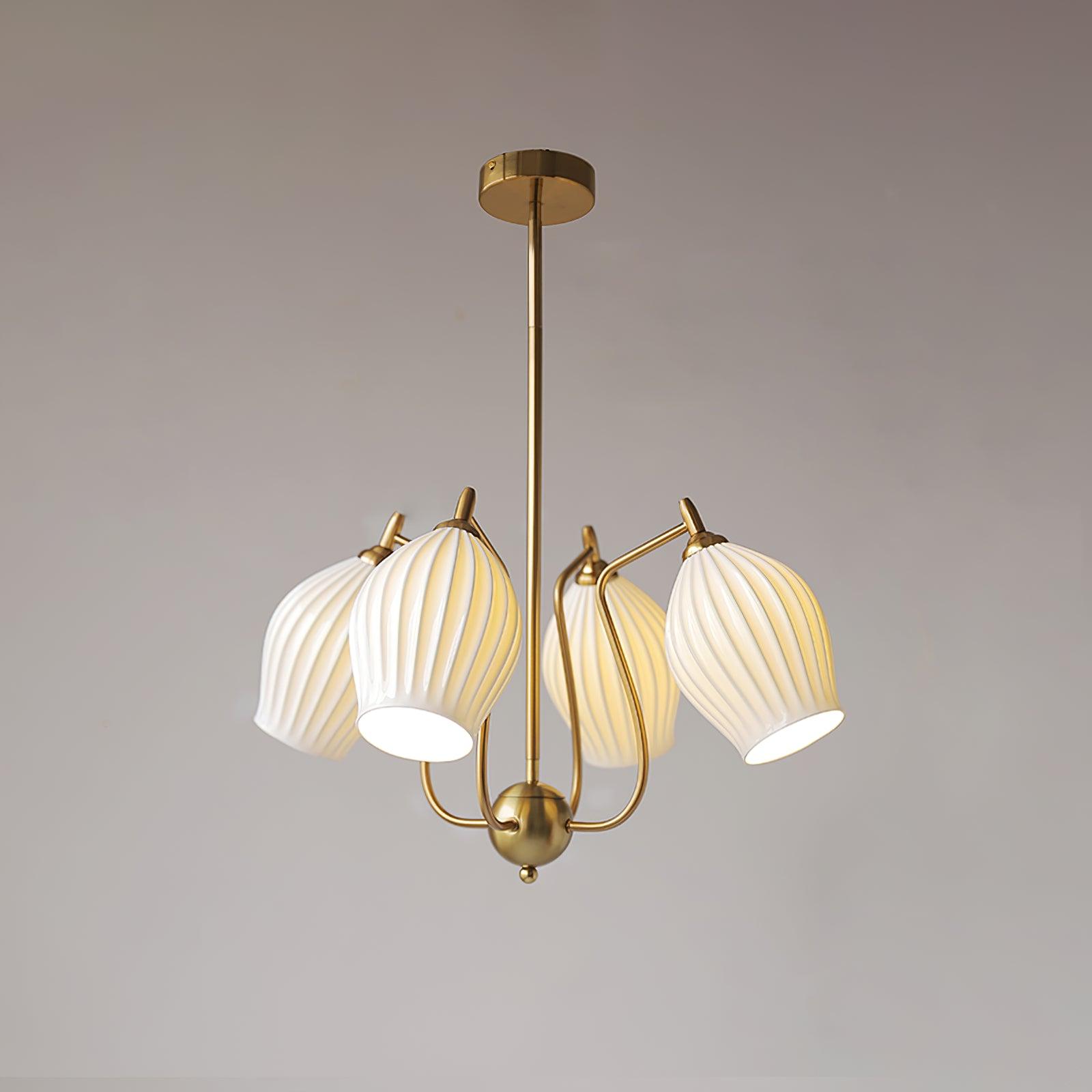 Ceramic Ribbed Chandelier - Cueteks
