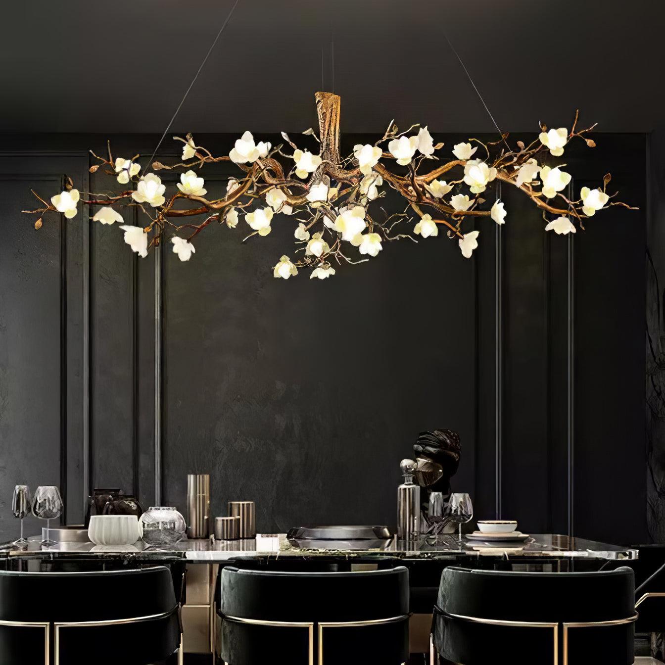 Flower Bloom Branch Brass Chandelier - Cueteks
