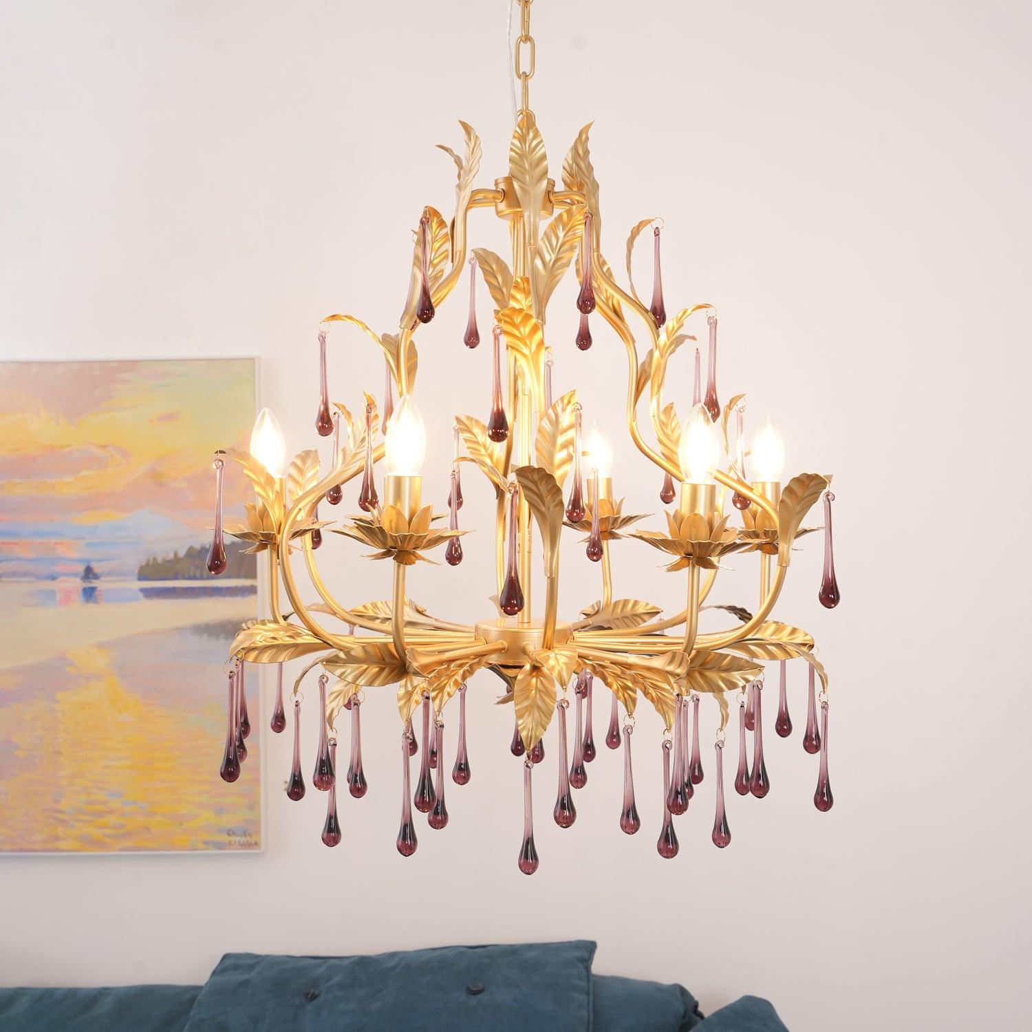 Amethyst Drops Crystal Chandelier - Cueteks