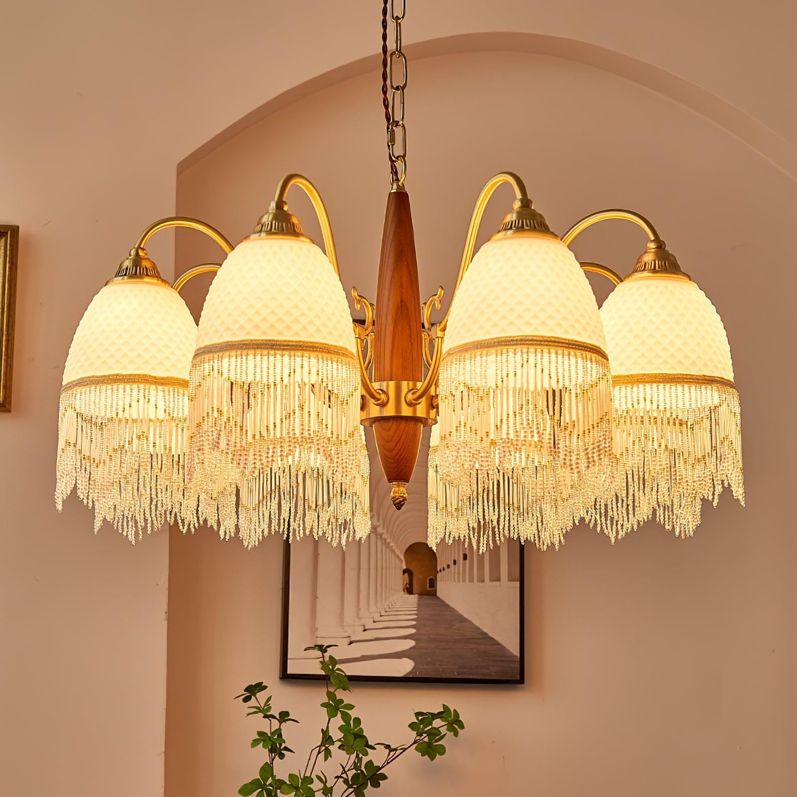 Mesh Tassel Glass Chandelier - Cueteks