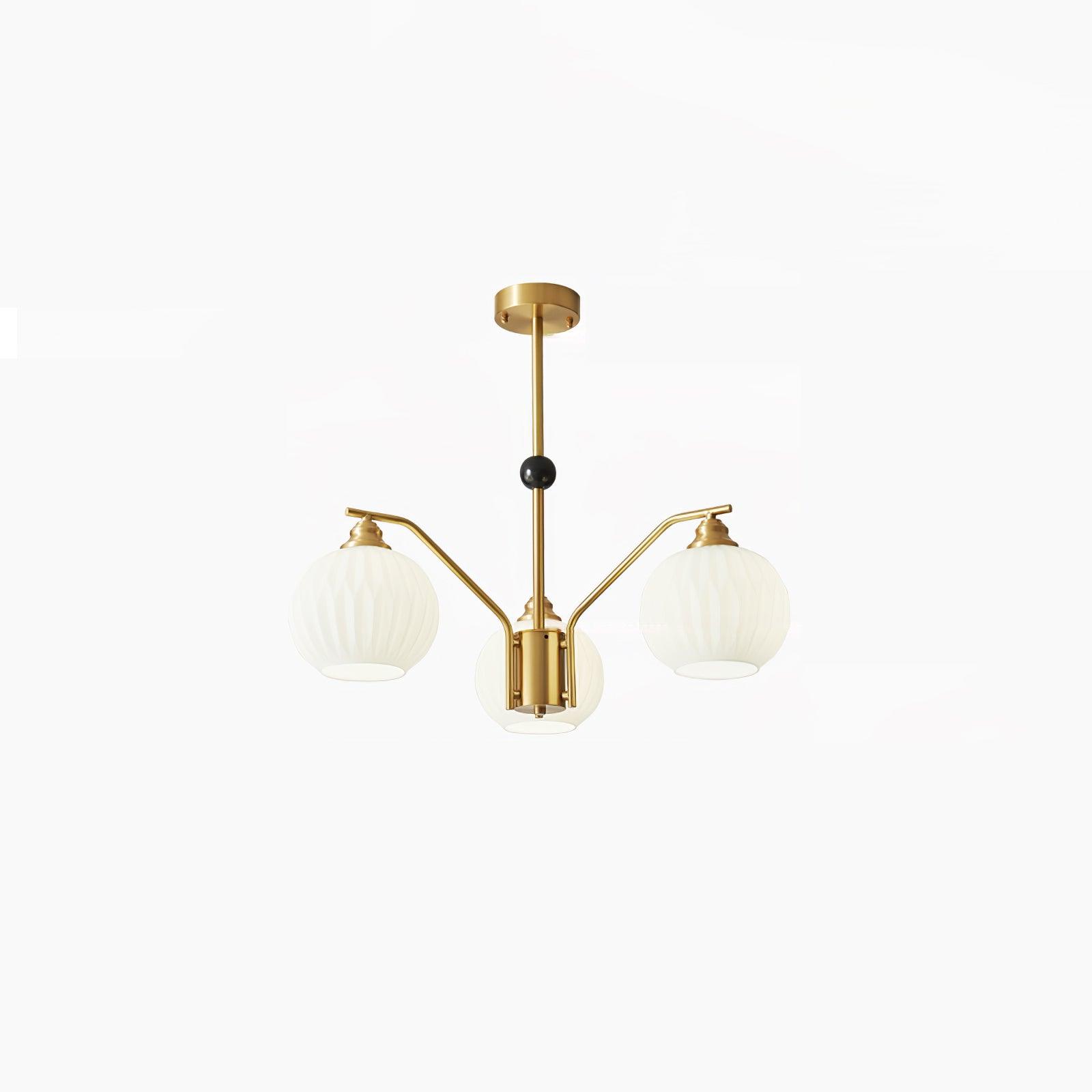 Ribbed Glass Gold Chandelier - Cueteks