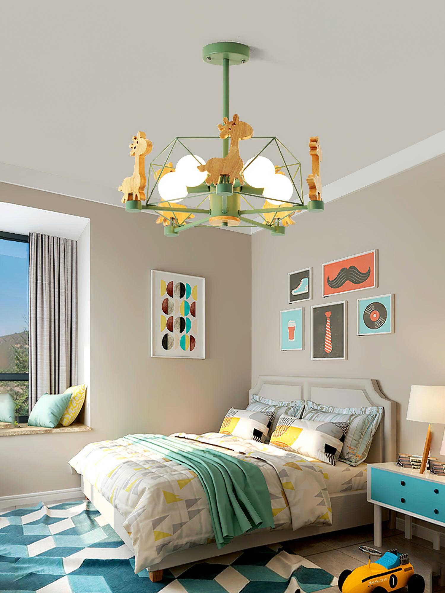 Lovely Deer Wooden Chandelier - Cueteks