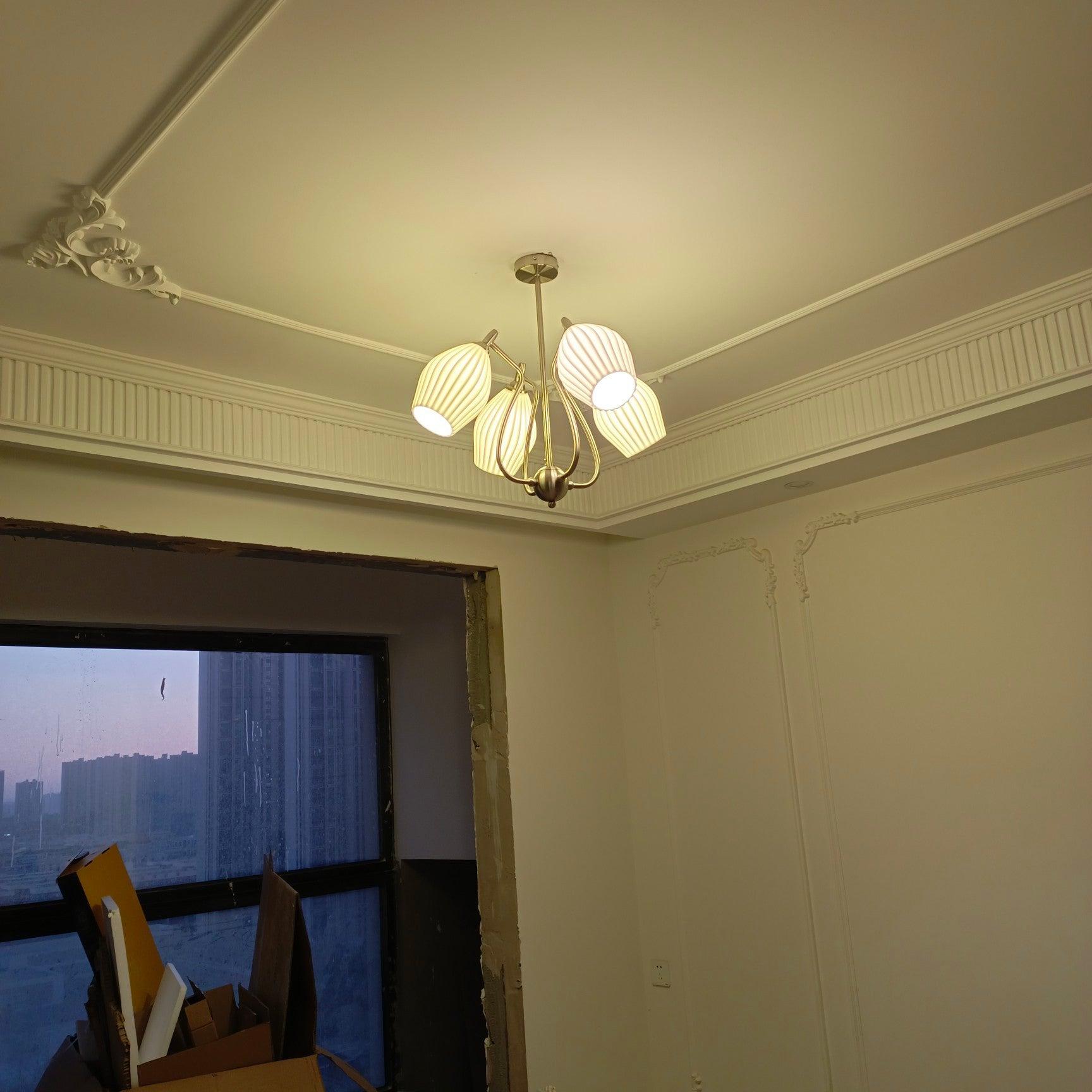 Ceramic Ribbed Chandelier - Cueteks