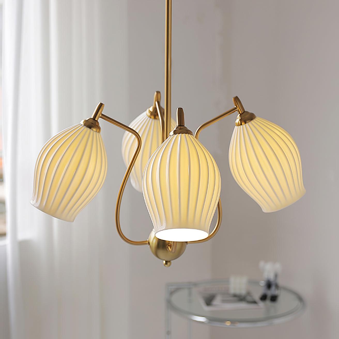 Ceramic Ribbed Chandelier - Cueteks
