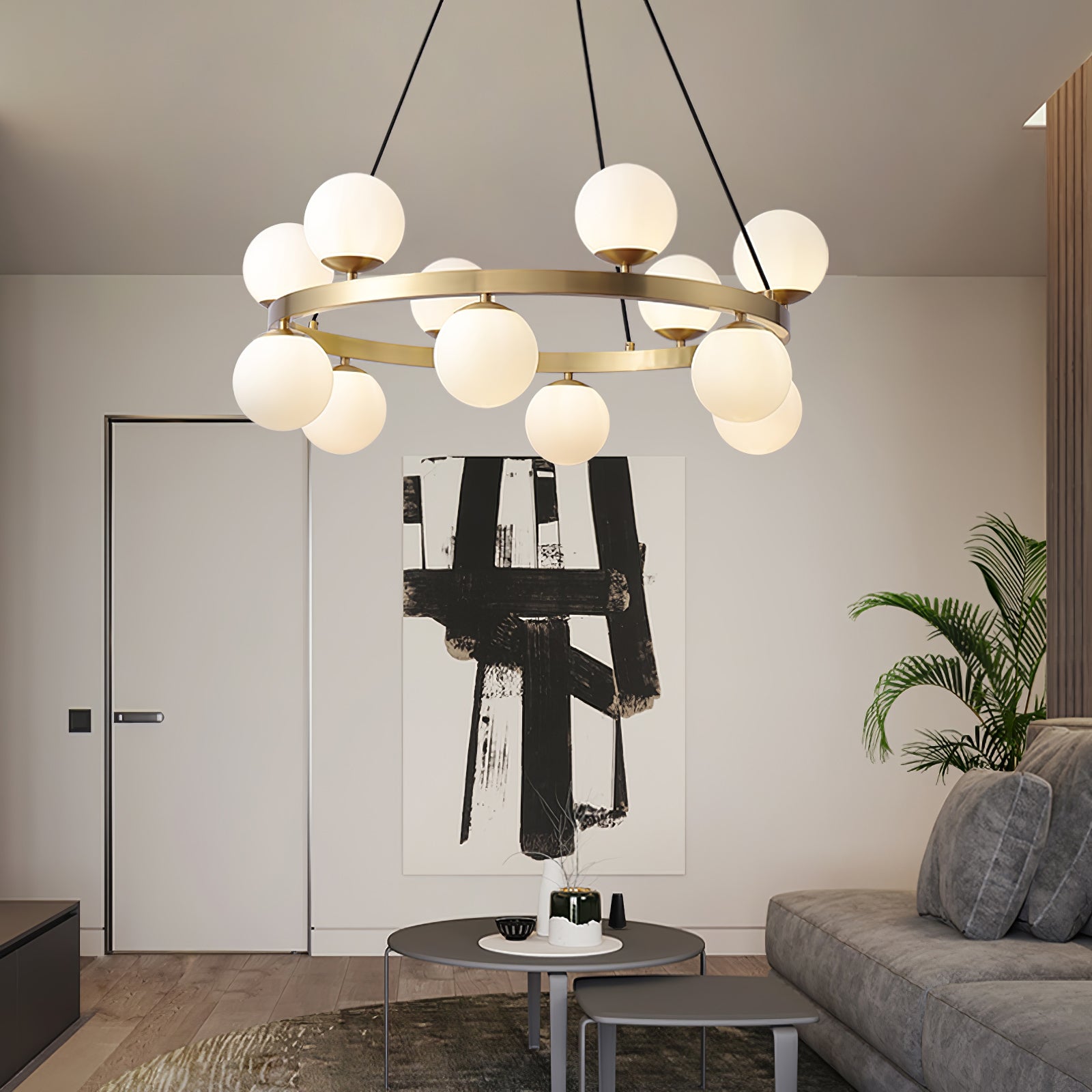 Bubbles Brass Ring Chandelier - Cueteks