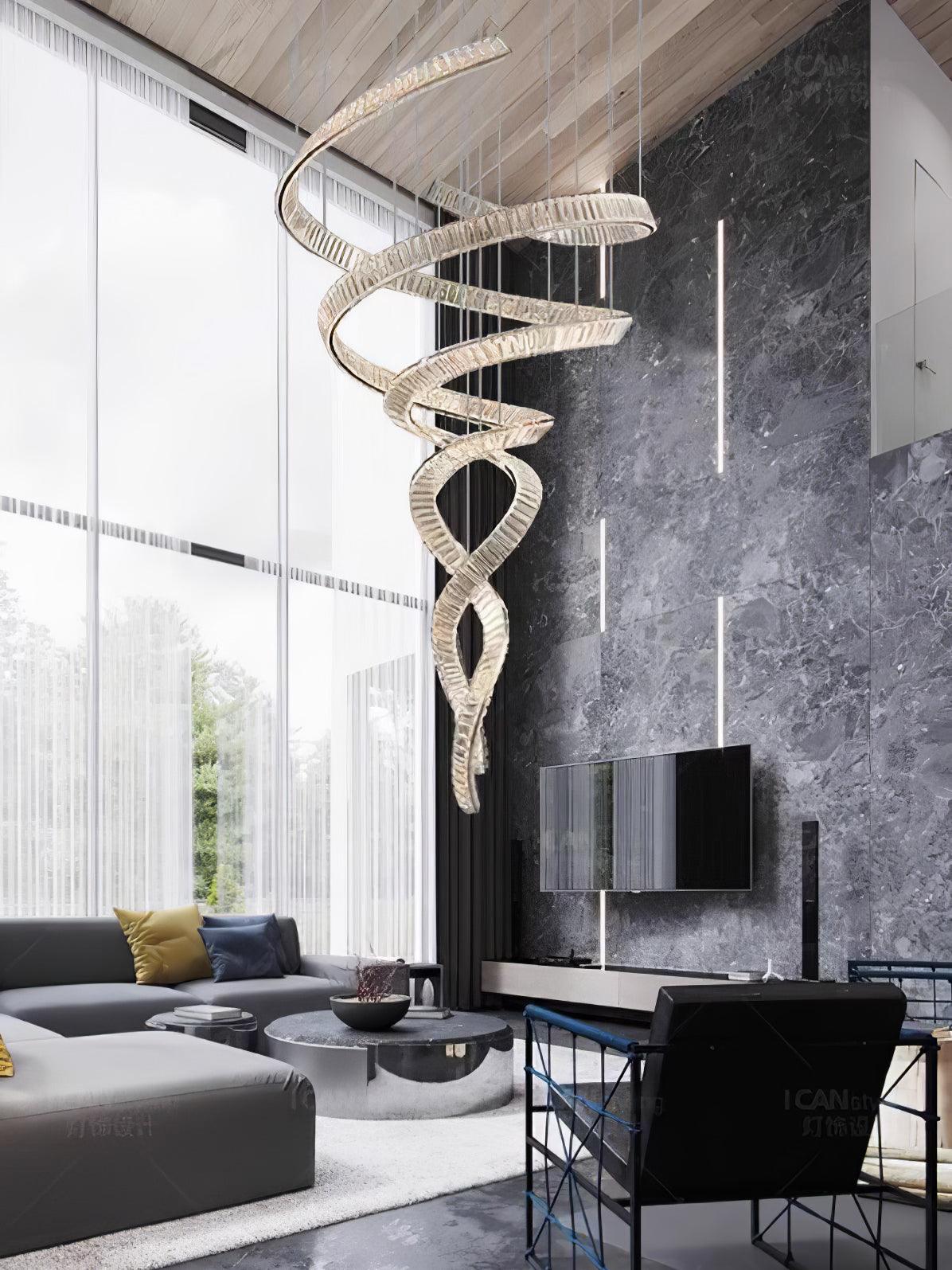 Long Spiral Crystal Chandelier - Cueteks