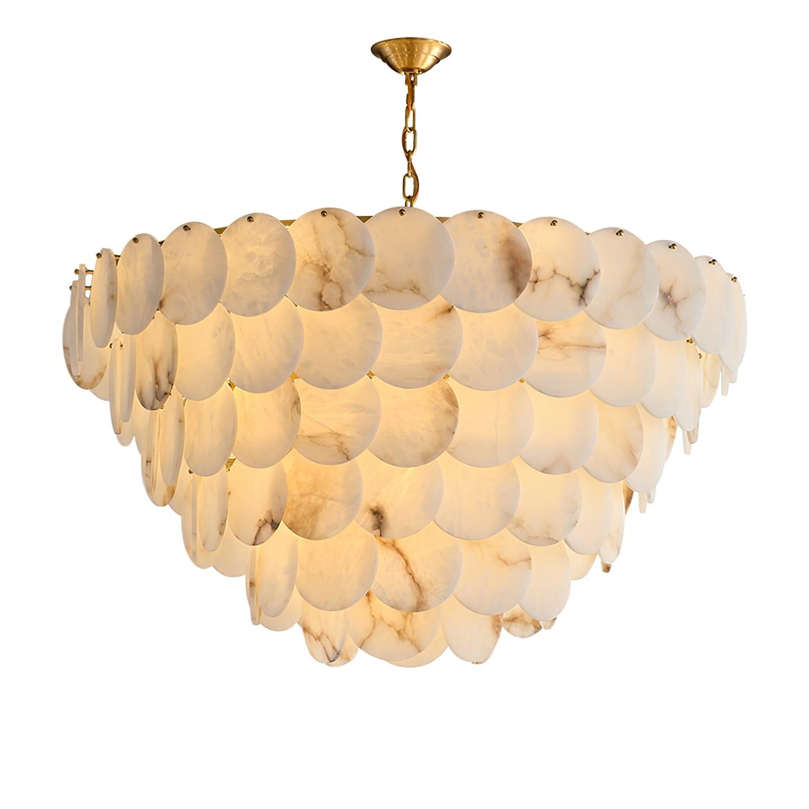 Alabaster Shell Brass Chandelier - Cueteks