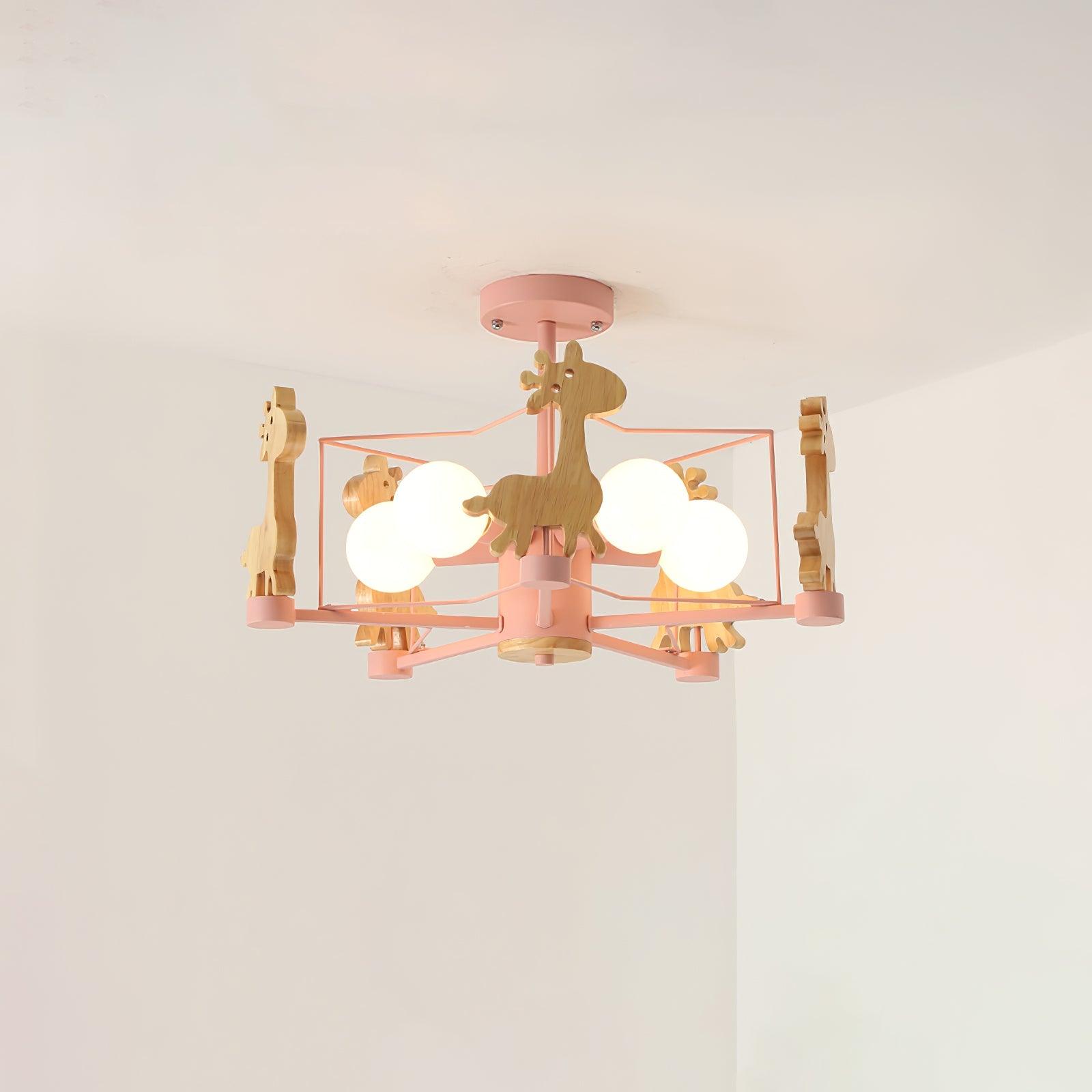 Lovely Deer Wooden Chandelier - Cueteks