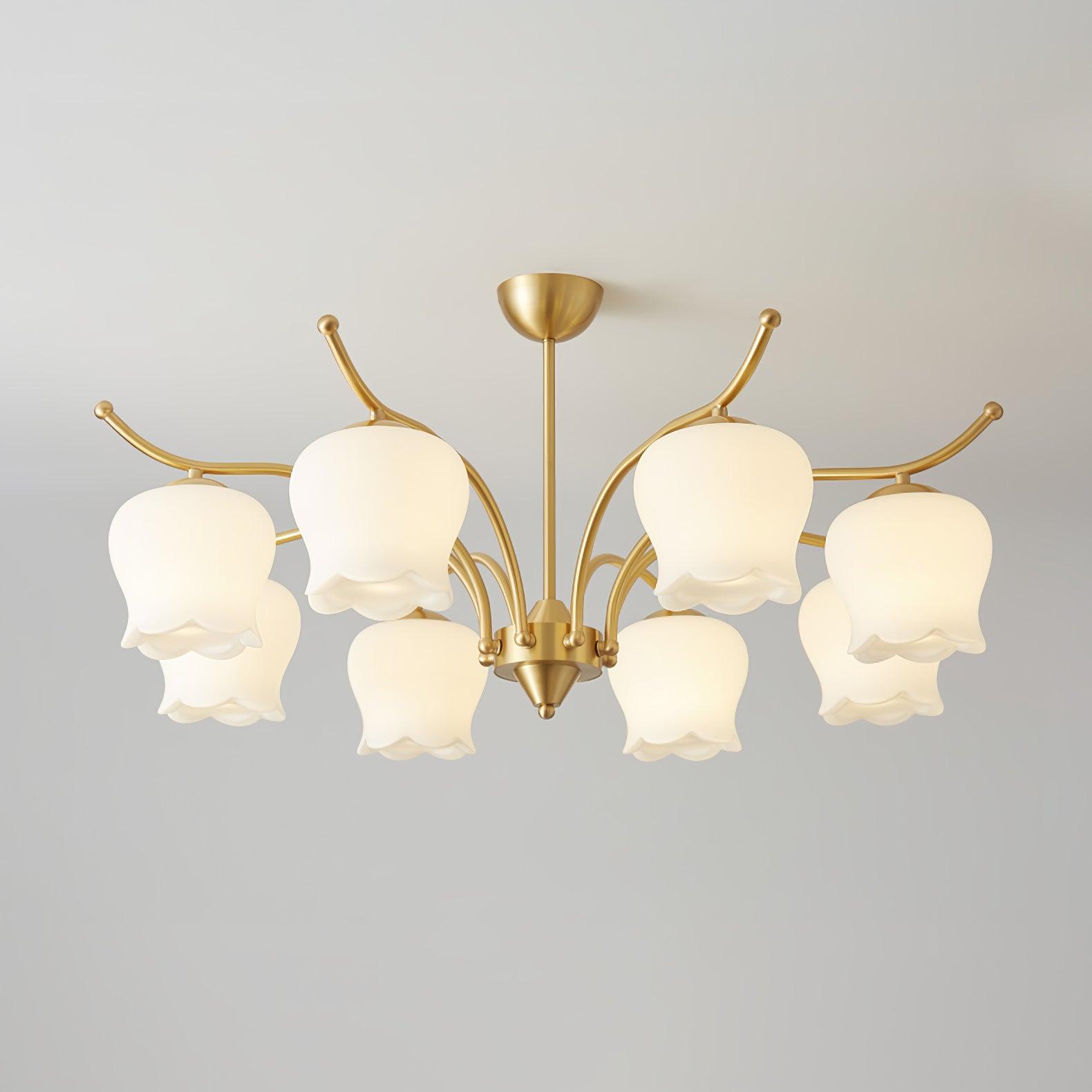 Tulip Brass Chandelier - Cueteks