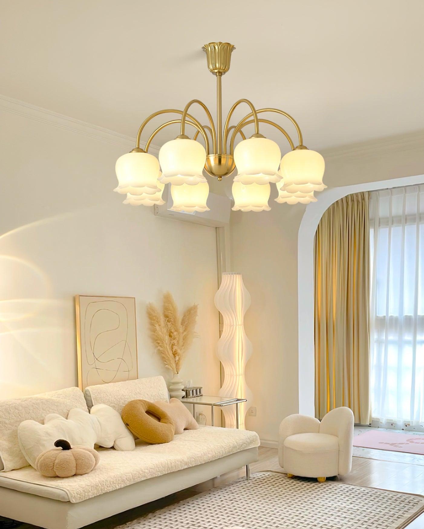 Orchids Brass Chandelier - Cueteks