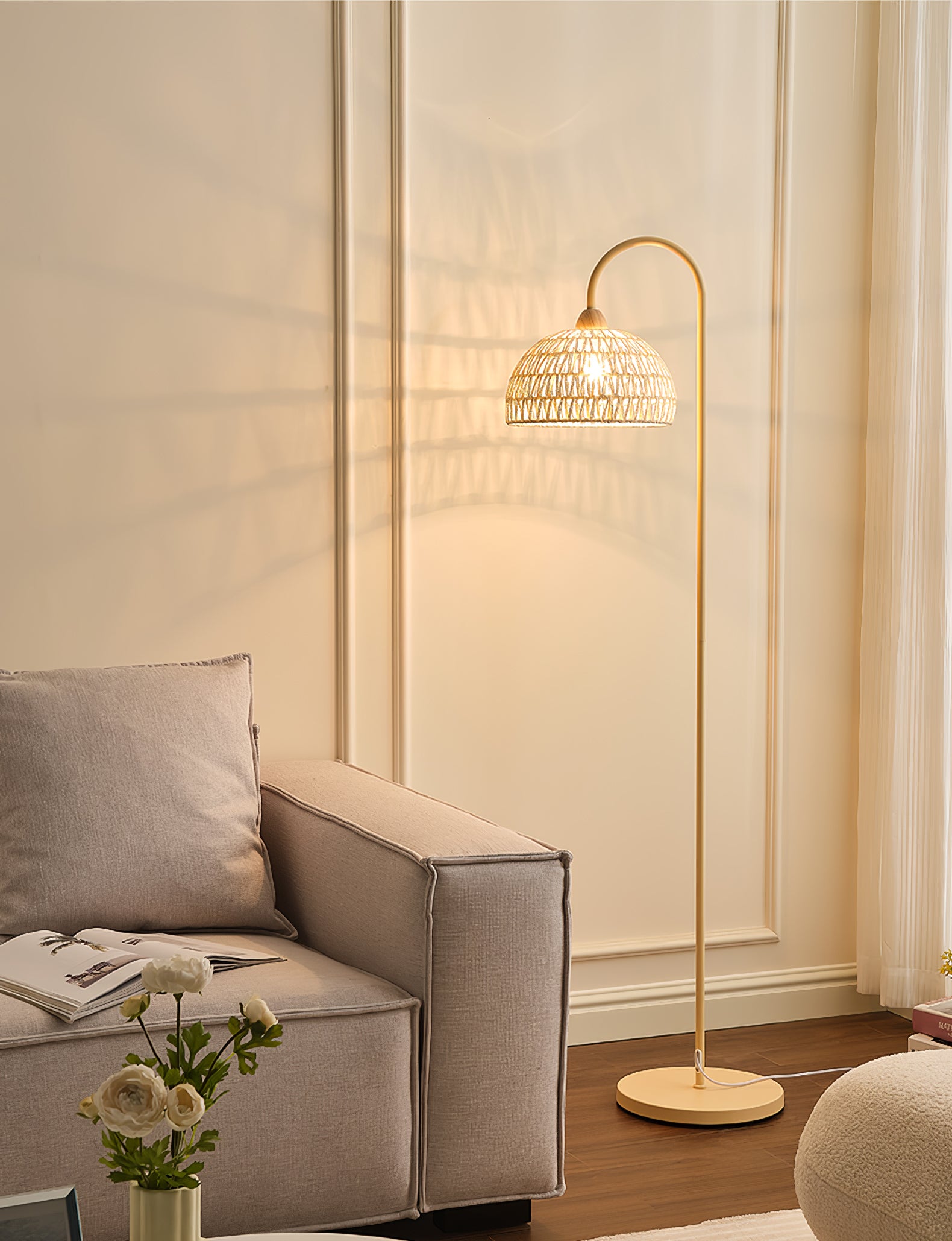 Rattan Arch Floor Lamp - Cueteks