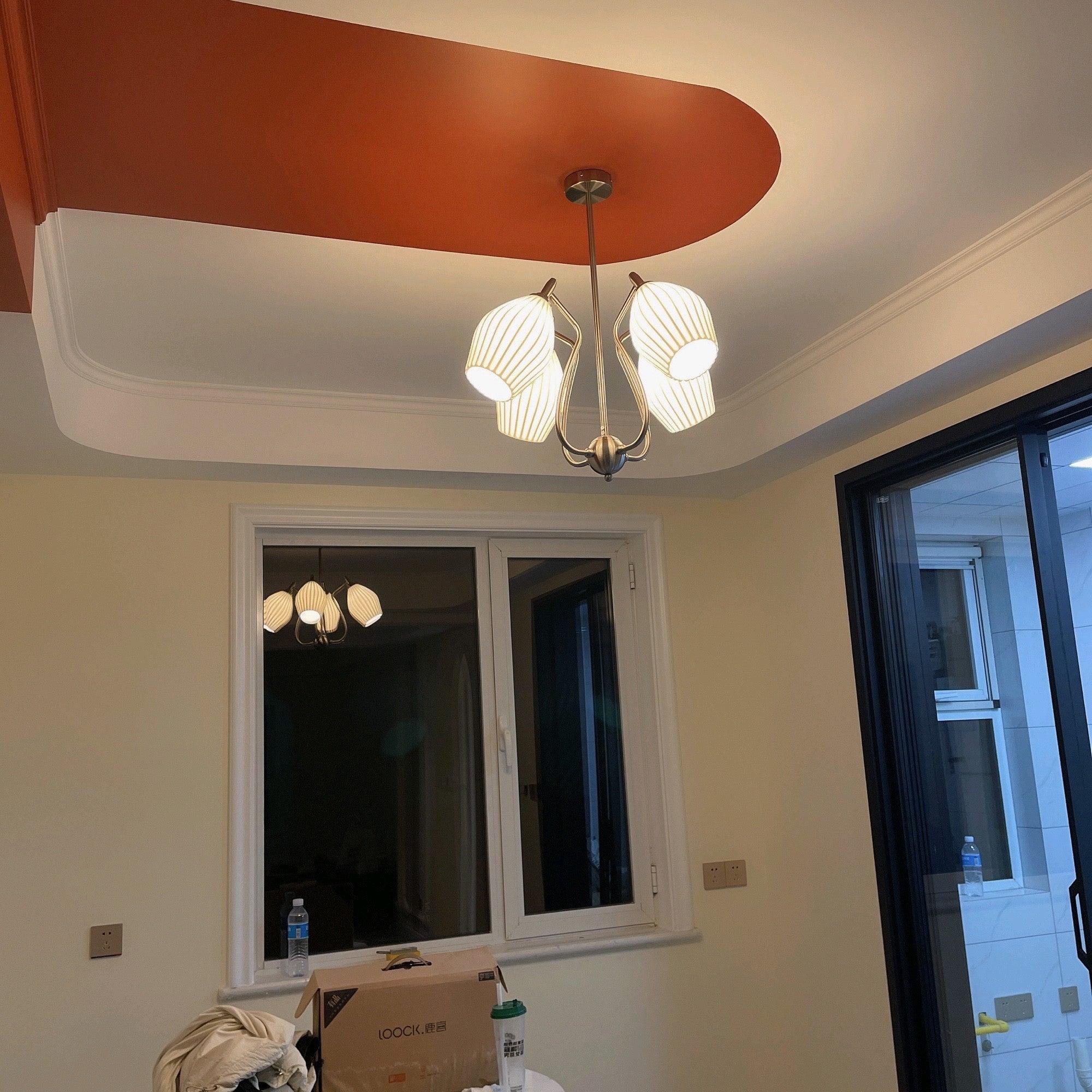 Ceramic Ribbed Chandelier - Cueteks