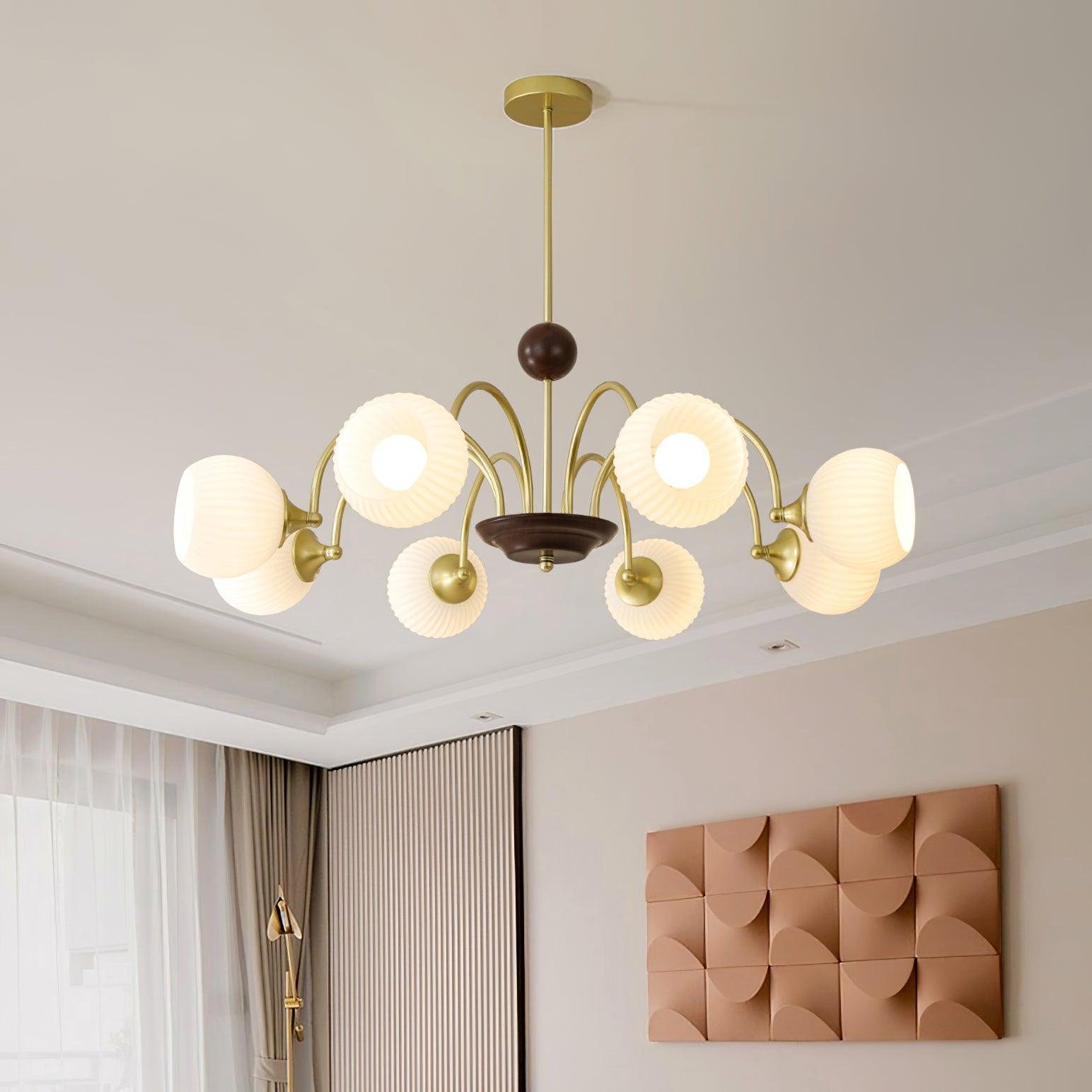 Sculptural Glass Ribbed Chandelier - Cueteks