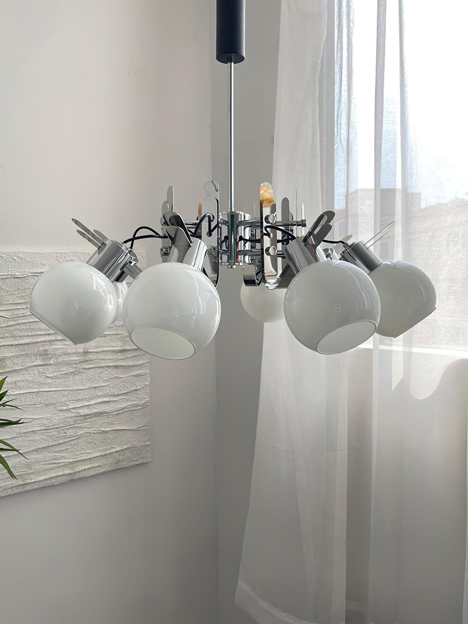 Vintage Geometrical Chrome Chandelier - Cueteks