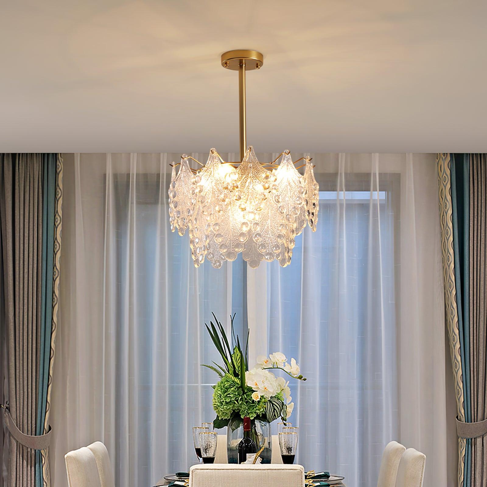 Tiered Carved Glass Chandelier - Cueteks